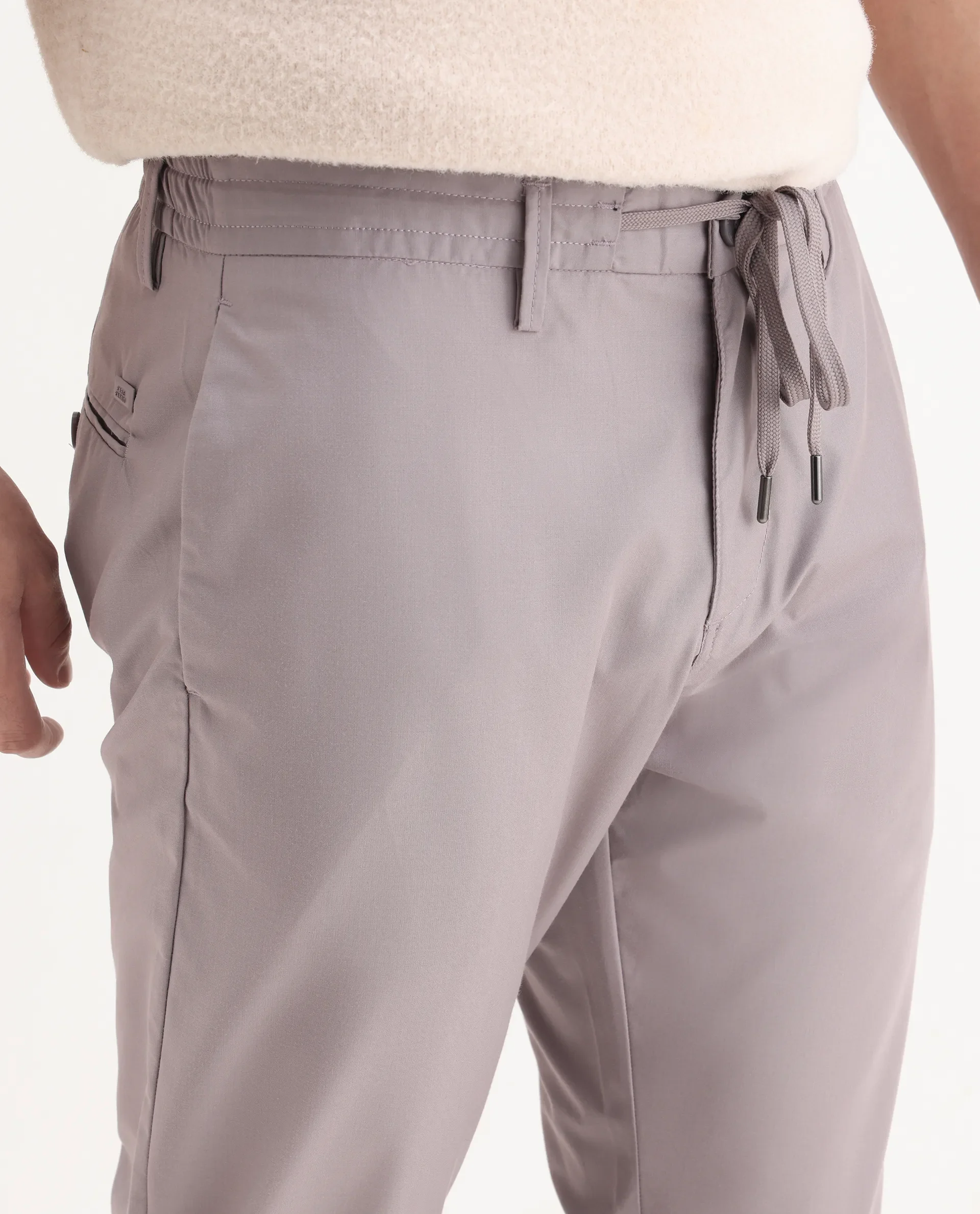 Rare Rabbit Men's Aux Light Purple Polyester Plain Regular Fit Trouser - Image 3