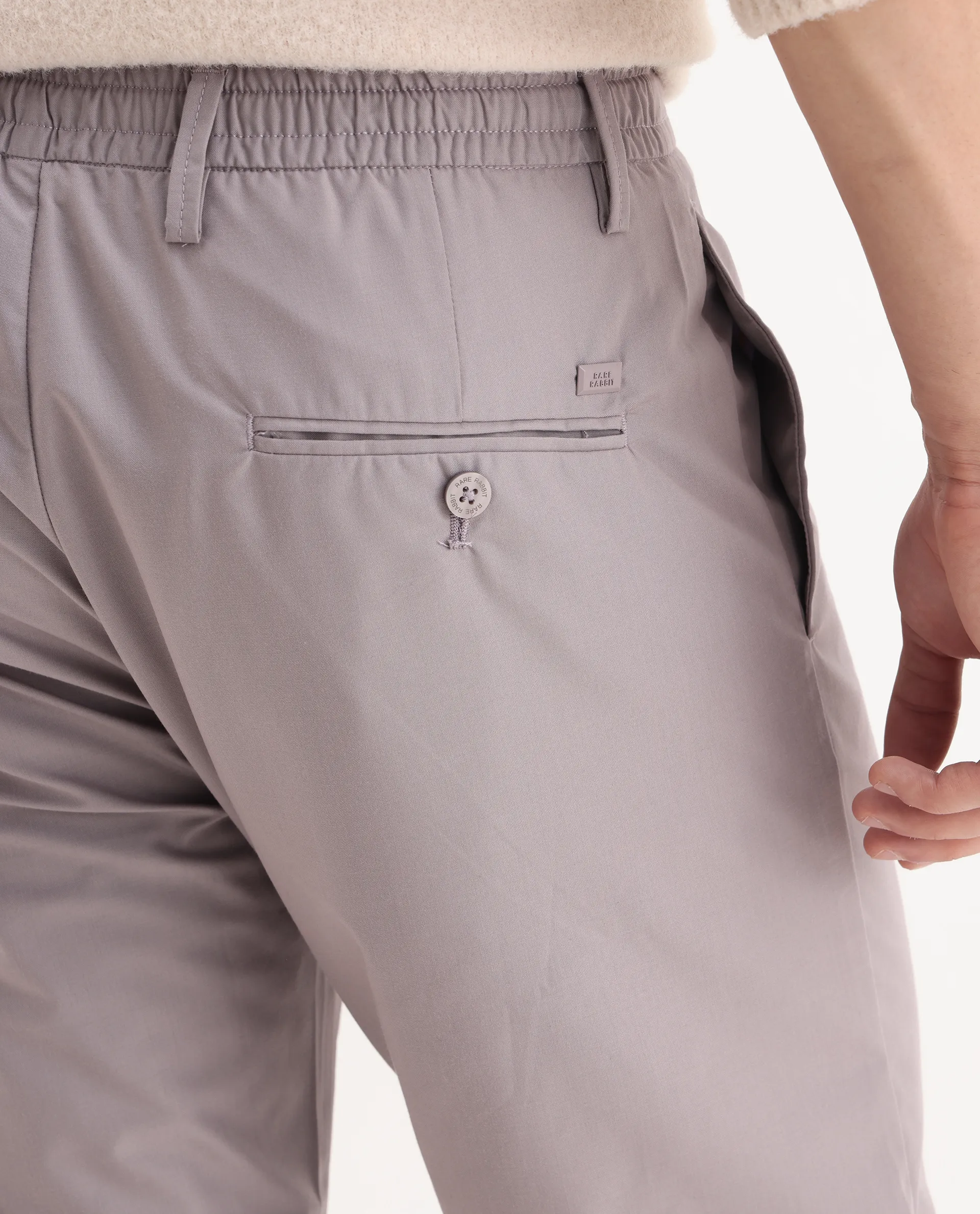 Rare Rabbit Men's Aux Light Purple Polyester Plain Regular Fit Trouser - Image 4