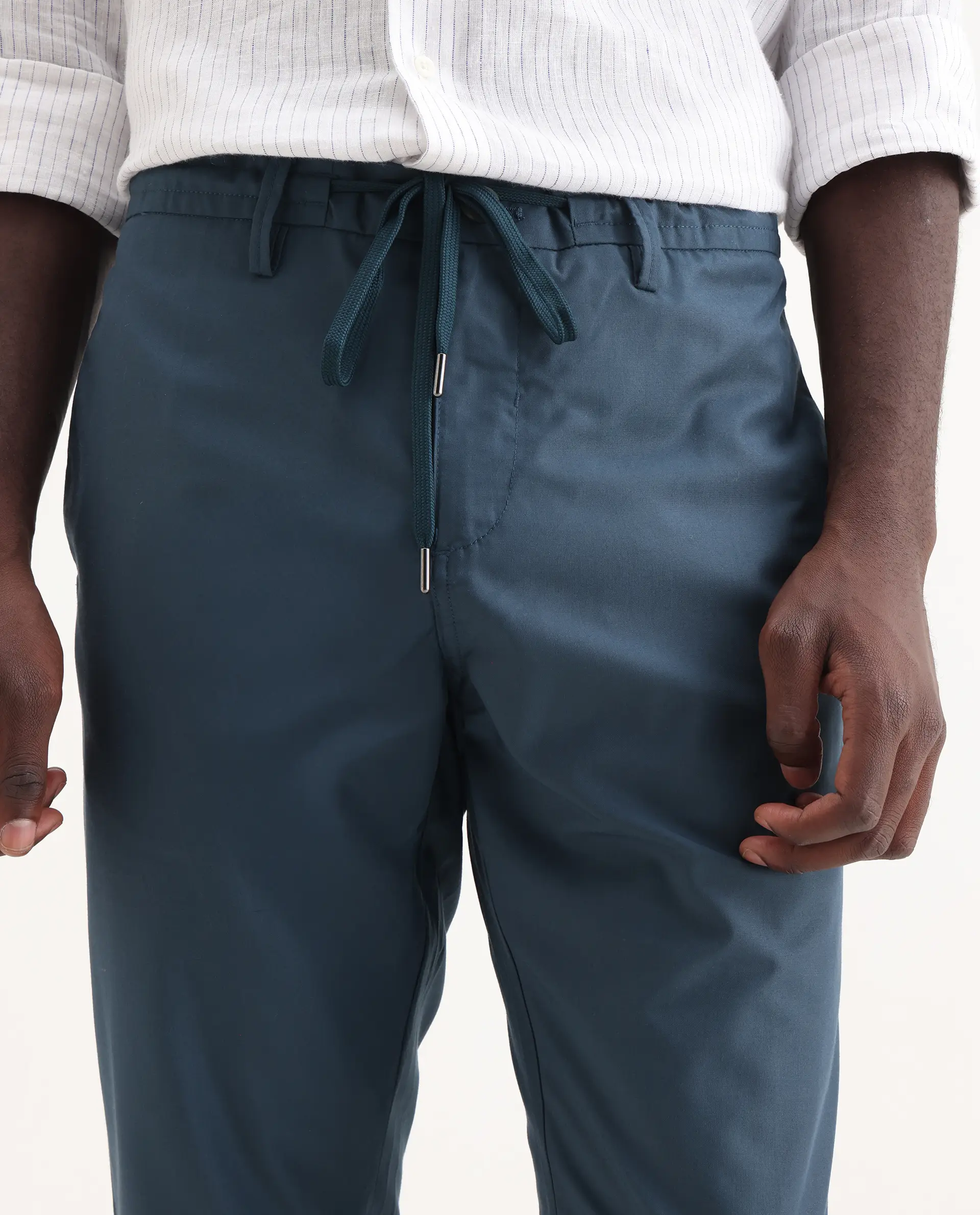 Rare Rabbit Men's Aux Green Polyester Plain Regular Fit Trouser - Image 3