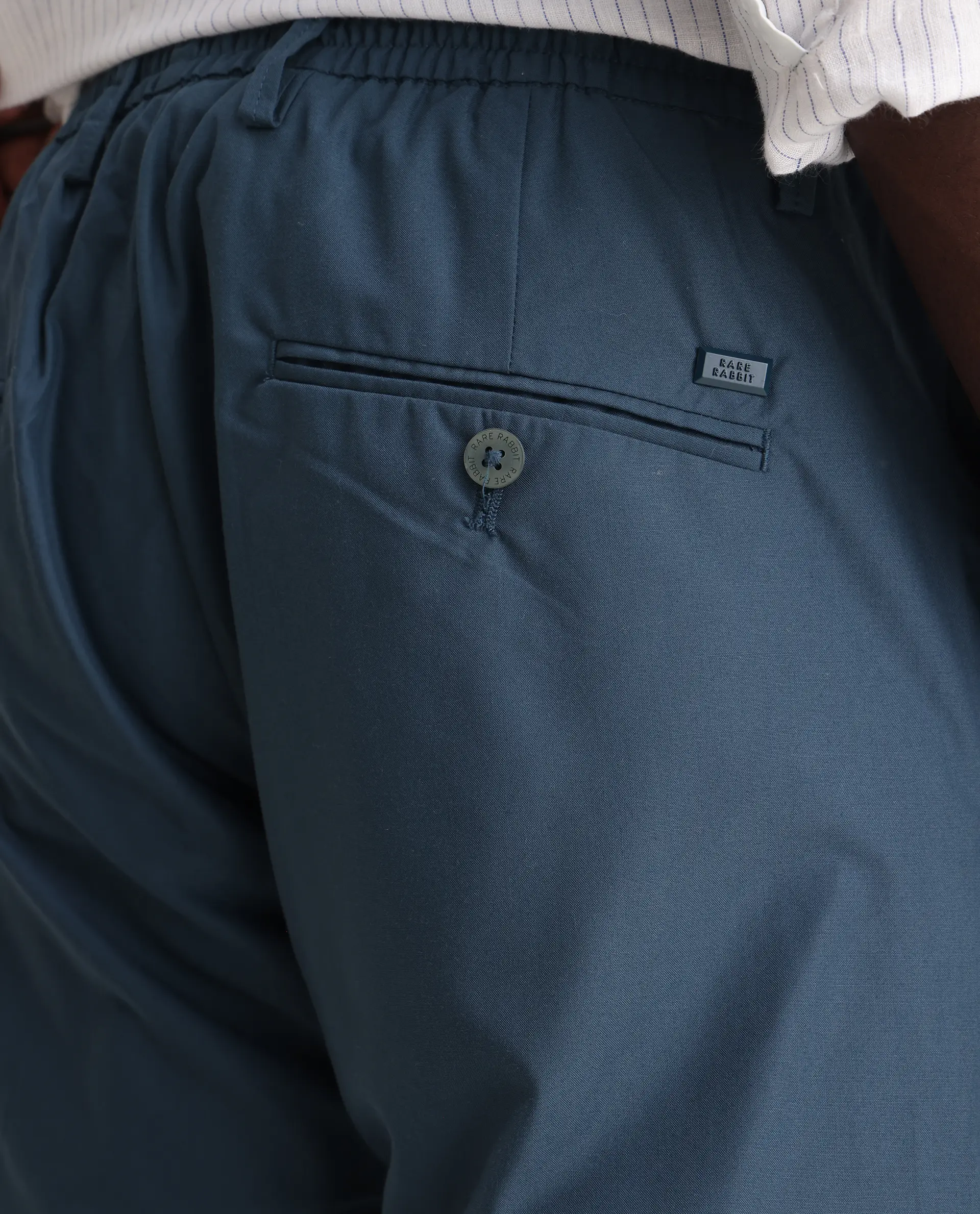 Rare Rabbit Men's Aux Green Polyester Plain Regular Fit Trouser - Image 8