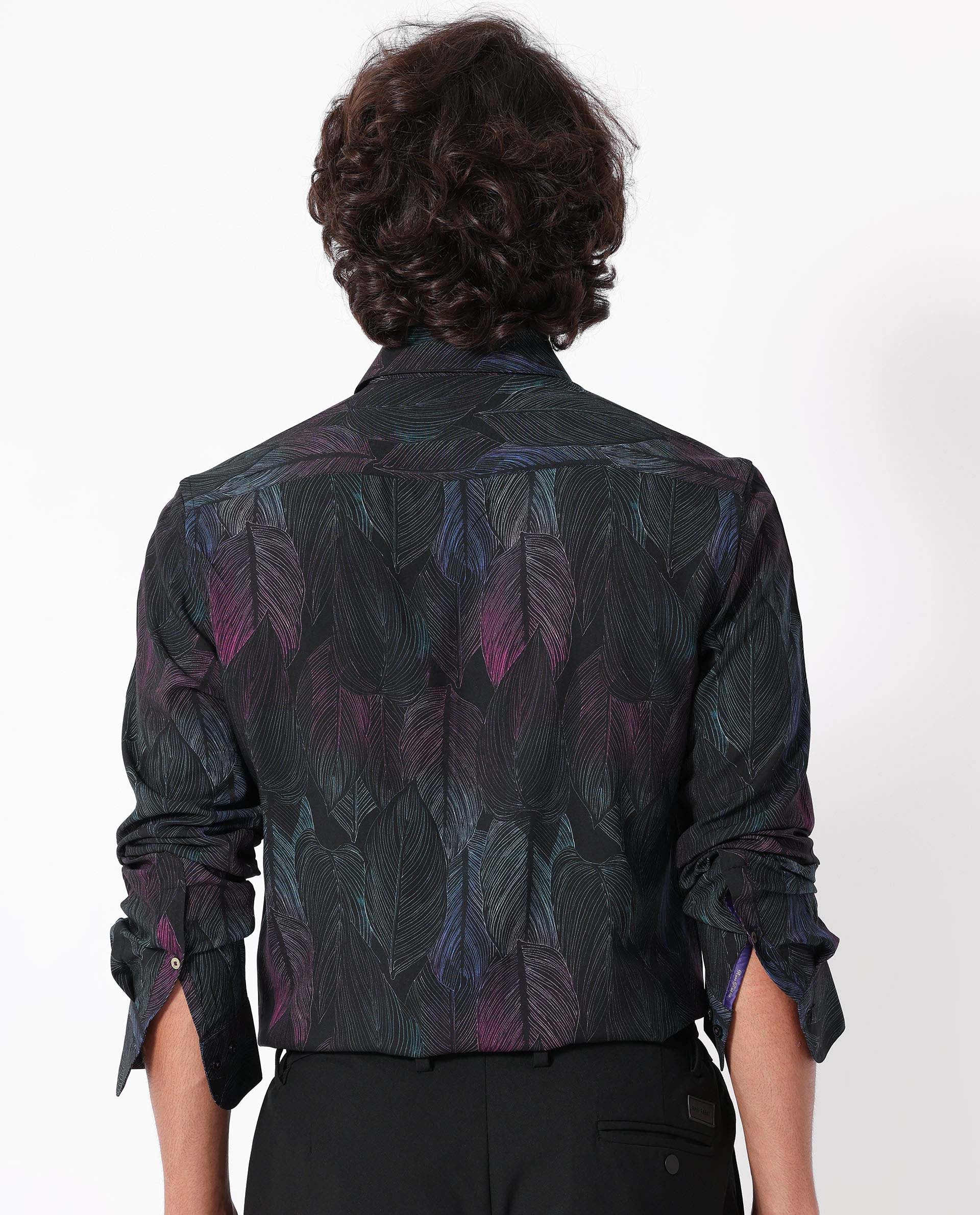 Rare Rabbit Men's Bartlet Black Viscose Floral Print Tailored Fit Full Sleeve Collared Shirt - Image 8