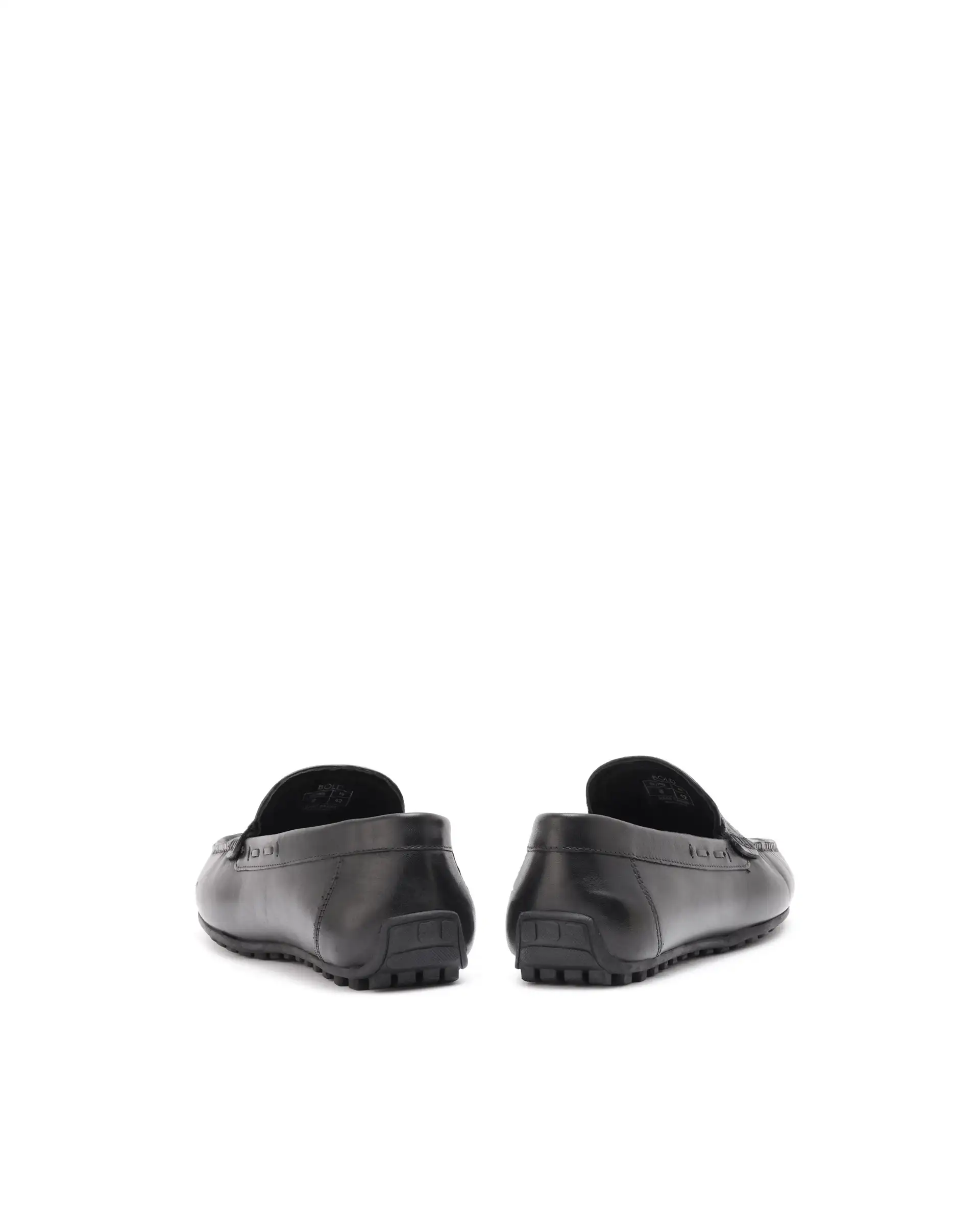 Rare Rabbit Men's Bold Black Slip-On Monotone Genuine Leather Driver Moccasin - Image 6