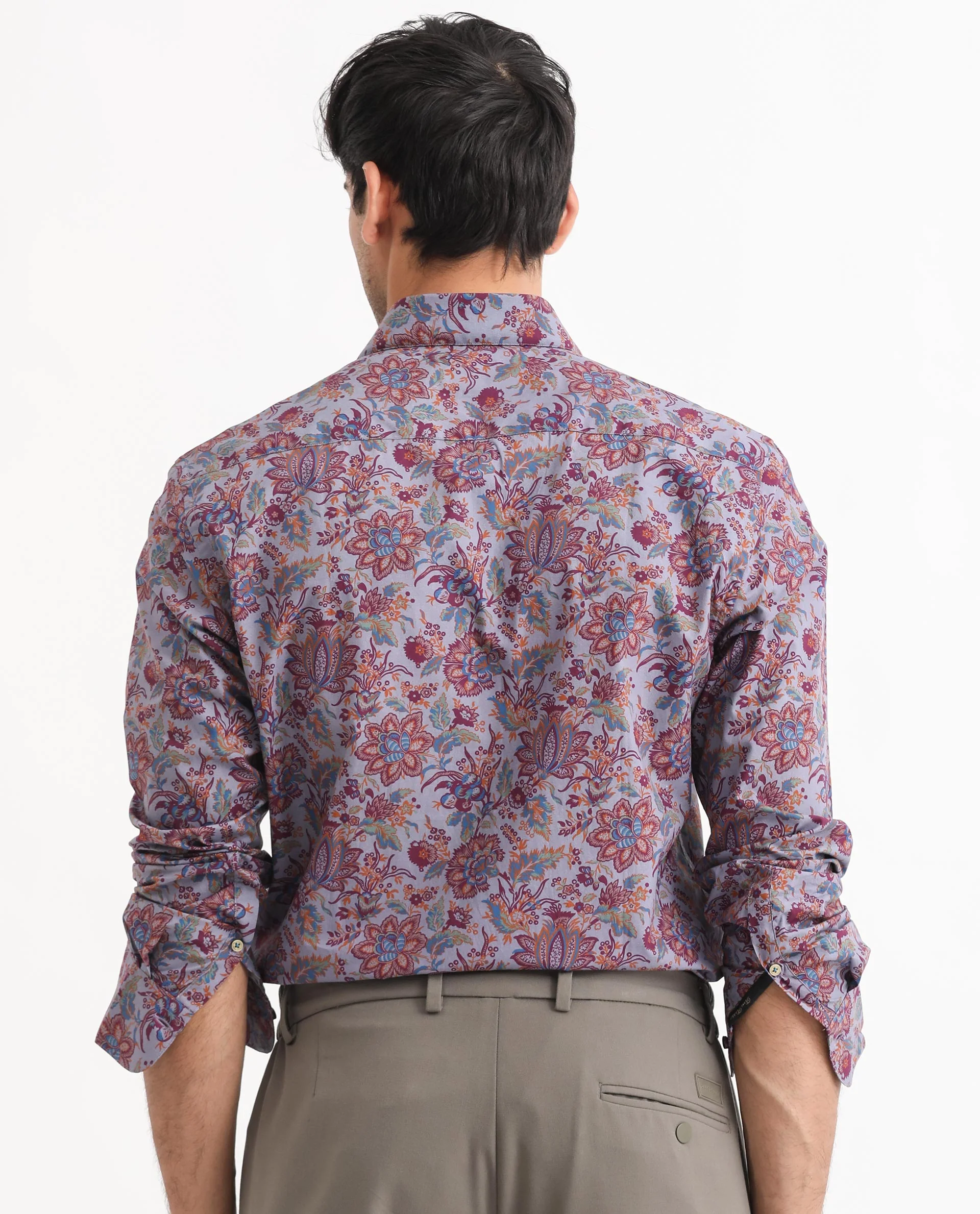 Rare Rabbit Men's Boltonn Purple Cotton Floral Print Regular Fit Full Sleeve Collared Shirt - Image 10