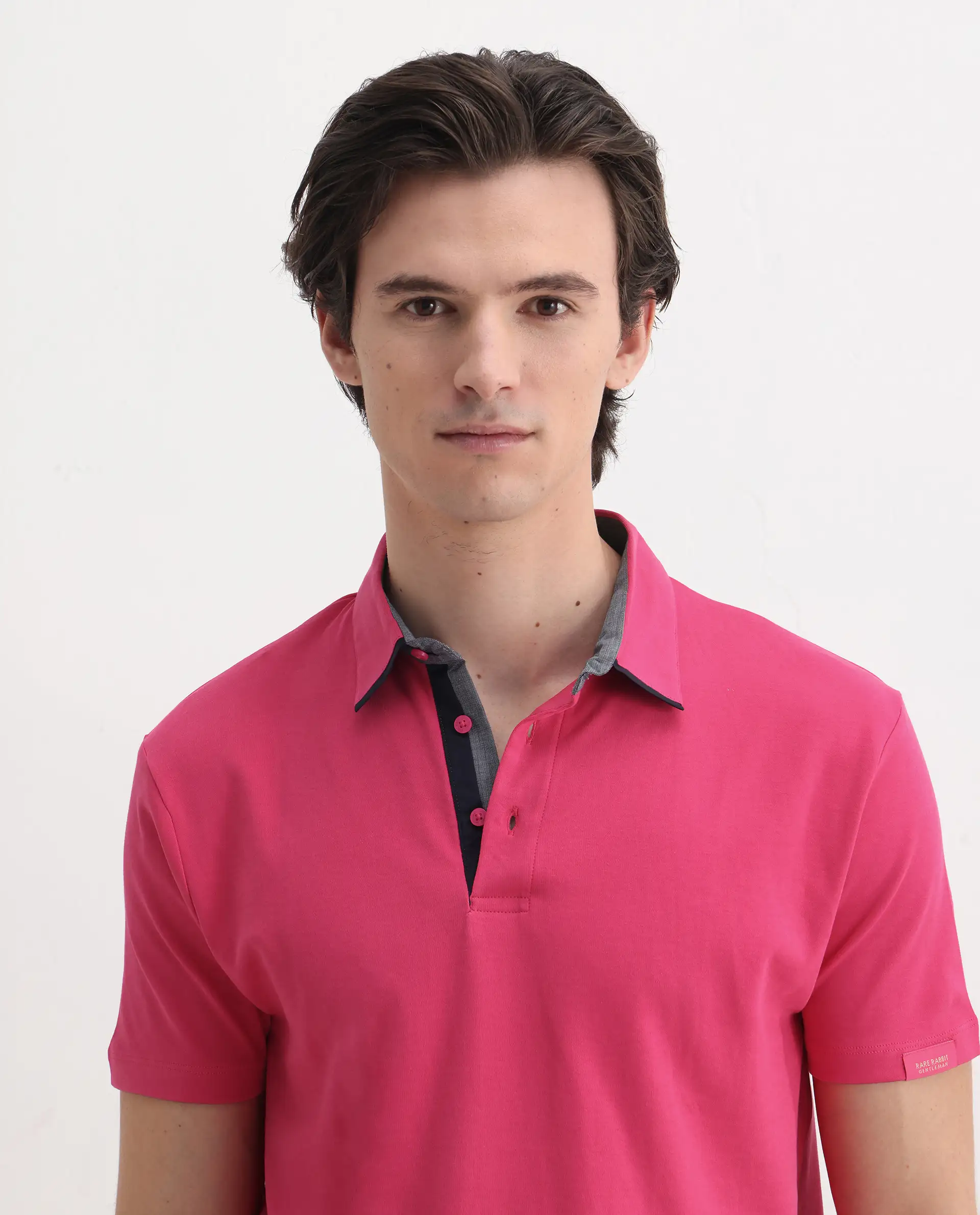Rare Rabbit Men's Casca Flouroscent Red Cotton Plain Regular Fit Half Sleeve Polo - Image 7