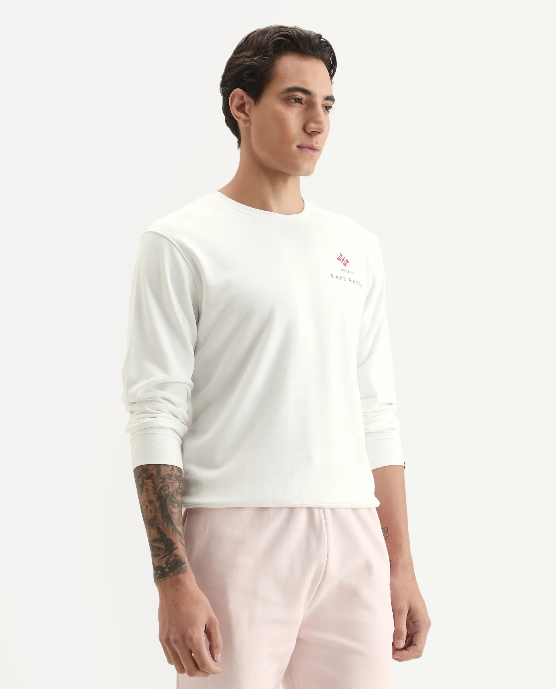 Rare Rabbit Men's Cerdon White Cotton Graphic Print Regular Fit Full Sleeve Crew Neck Sweatshirt - Image 6