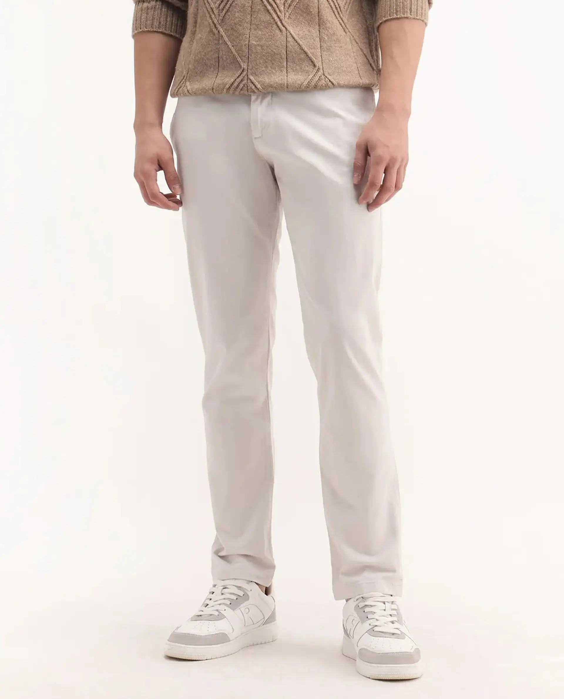 Rare Rabbit Men's Clovet Beige Cotton Plain Regular Fit Trouser - Image 9