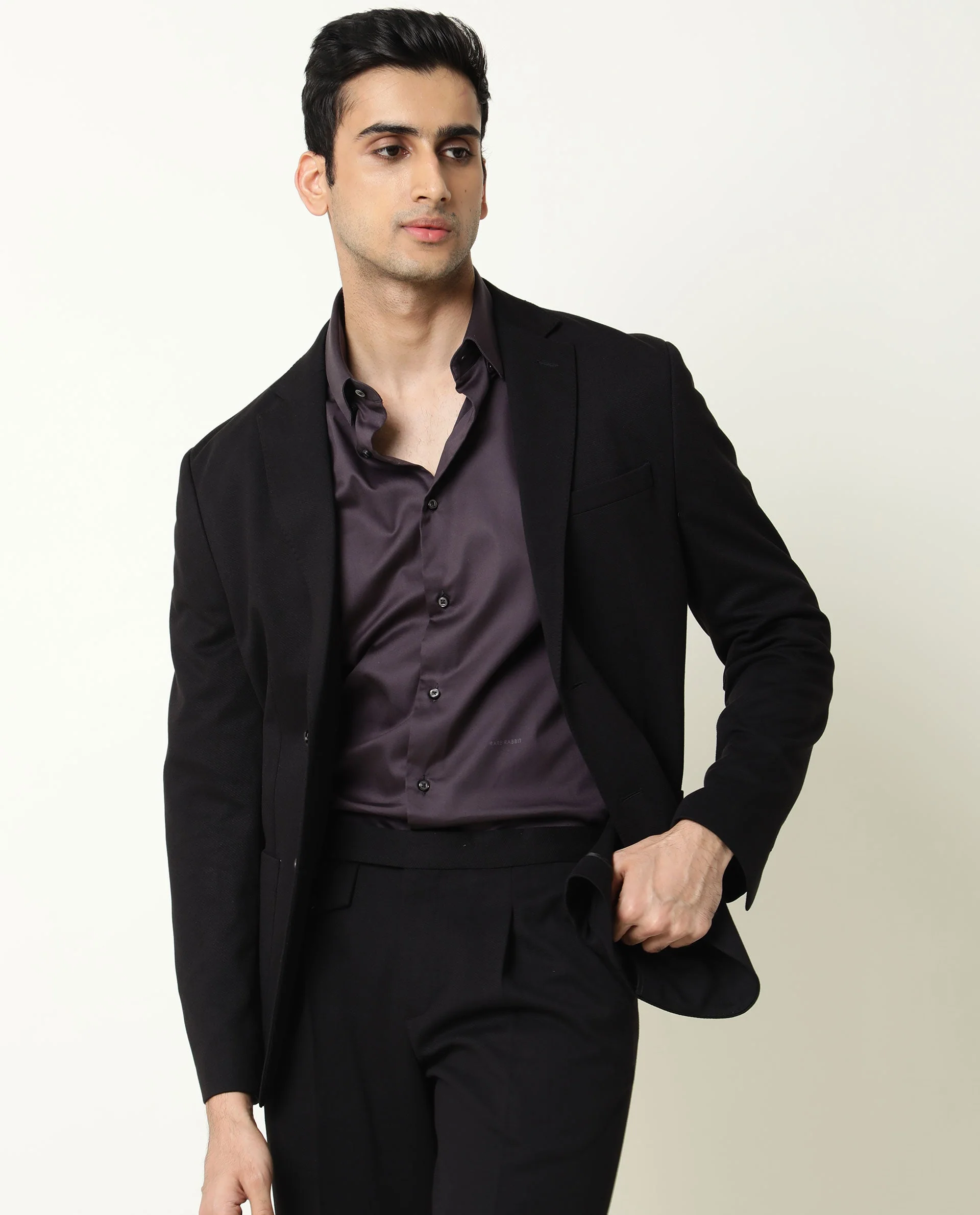 Rare Rabbit Men's Como Purple Satin Plain Regular Fit Full Sleeve Button-Down Collar Shirt - Image 5