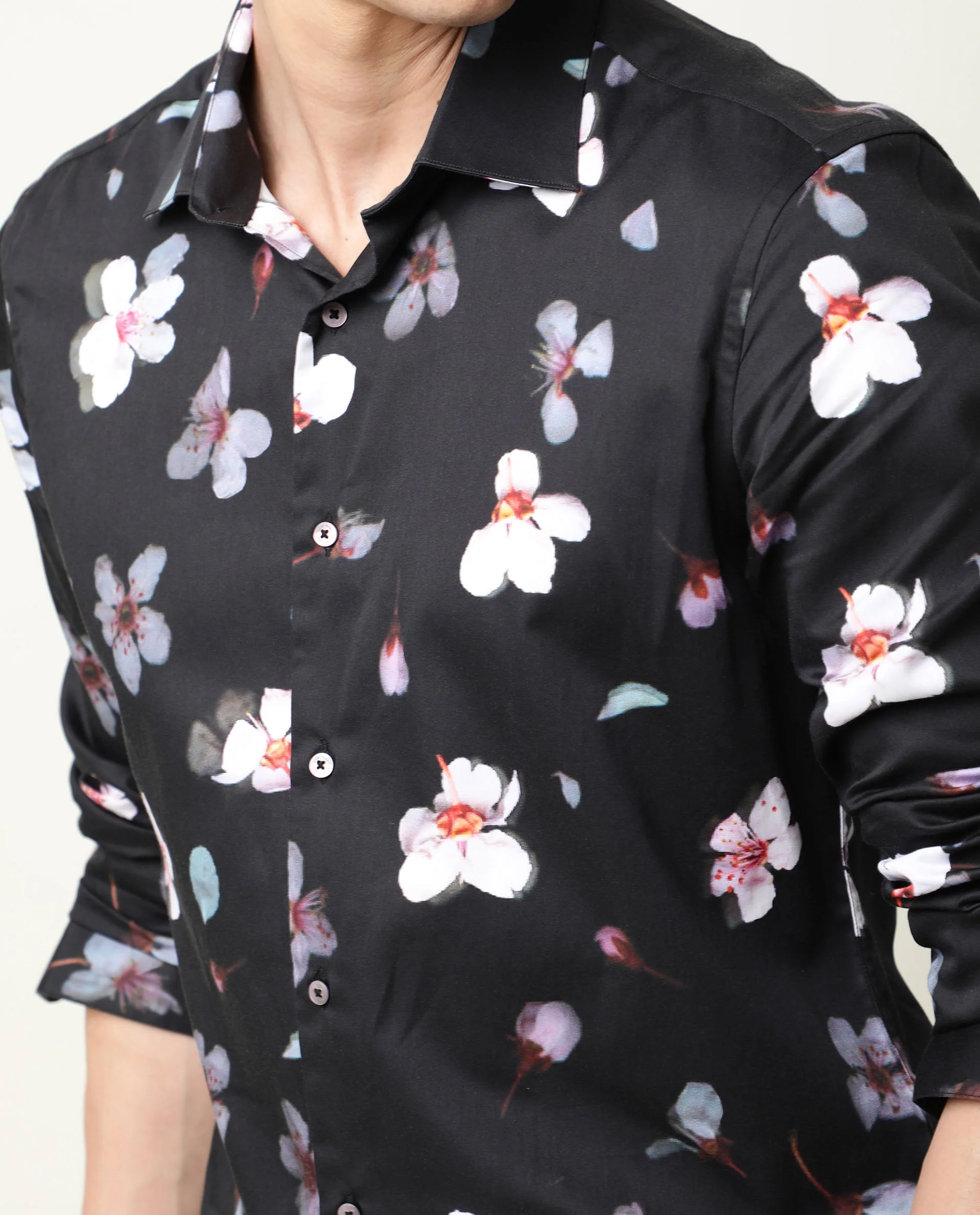 Rare Rabbit Men's Cuplet Black Cotton Floral Print Regular Fit Full Sleeve Collared Shirt - Image 4