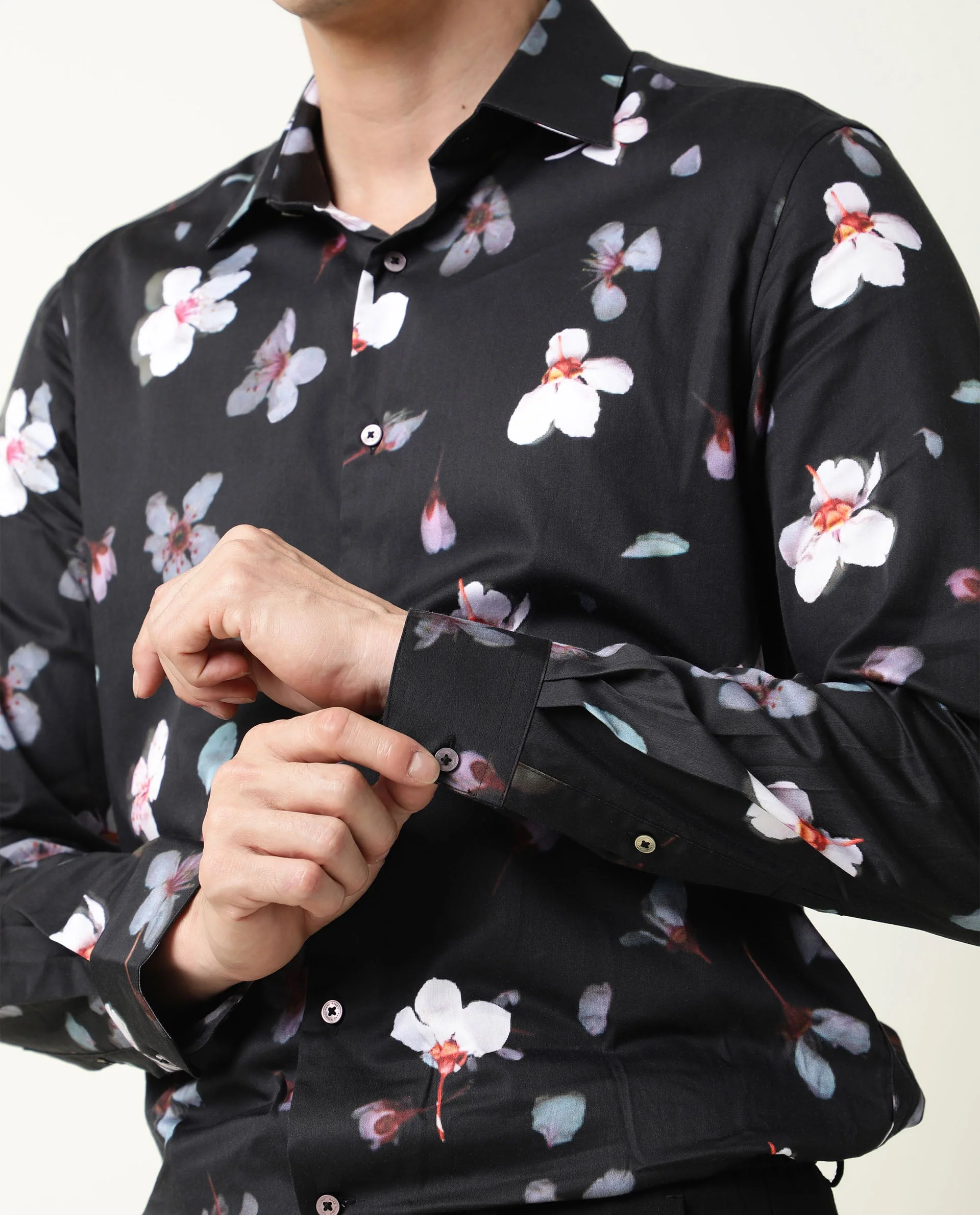 Rare Rabbit Men's Cuplet Black Cotton Floral Print Regular Fit Full Sleeve Collared Shirt - Image 6