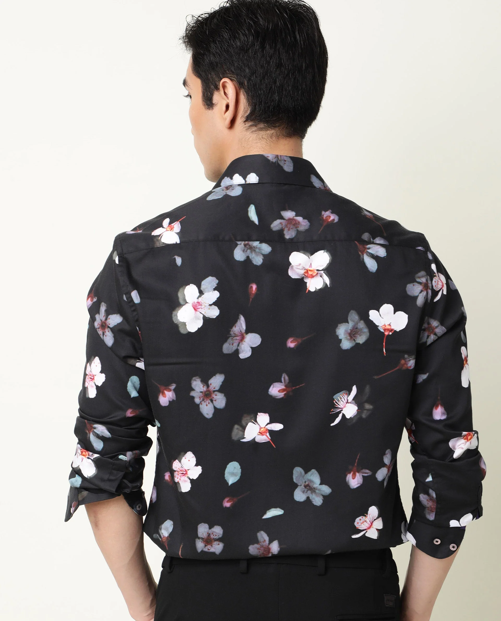 Rare Rabbit Men's Cuplet Black Cotton Floral Print Regular Fit Full Sleeve Collared Shirt - Image 9