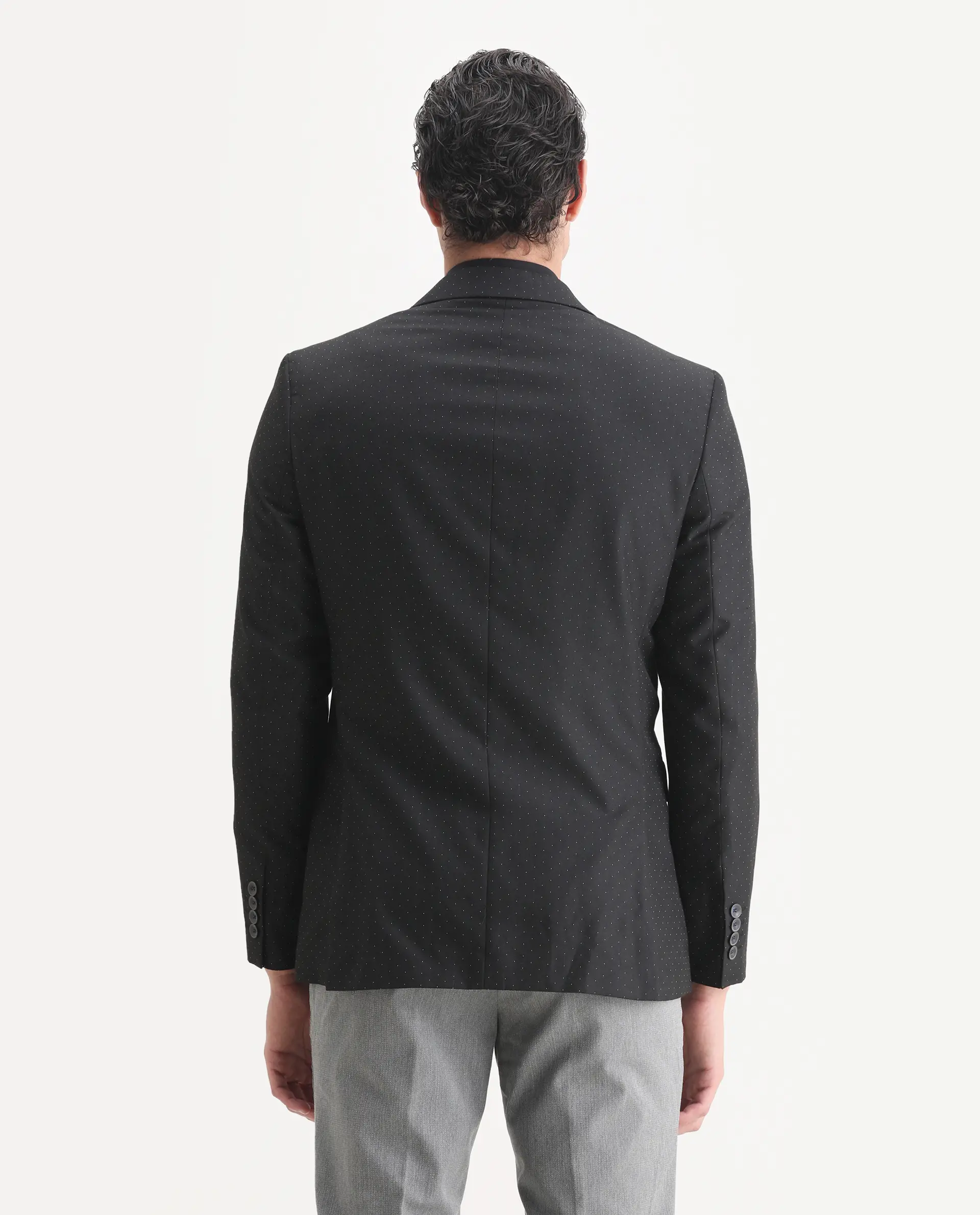 Rare Rabbit Men's Digby Black Polyester Plain Tailored Fit Full Sleeve Lapel Neck Blazer - Image 7
