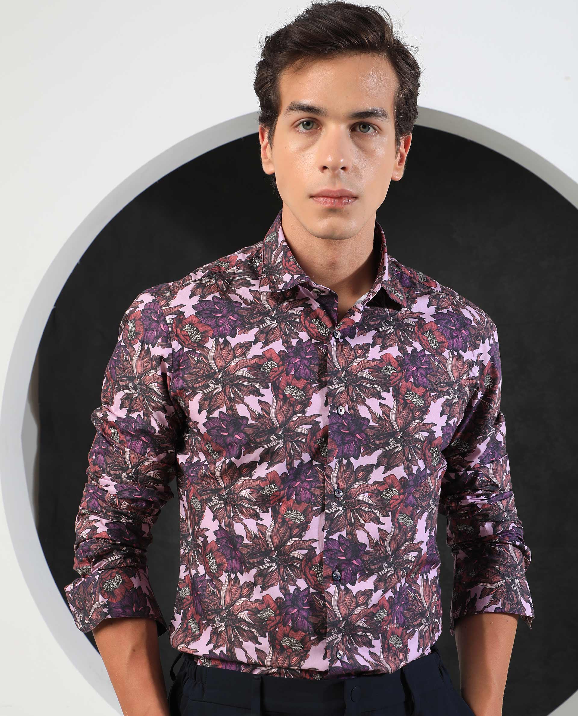 Rare Rabbit Men's Ezee Purple Cotton Floral Print Regular Fit Full Sleeve Collared Shirt - Image 10