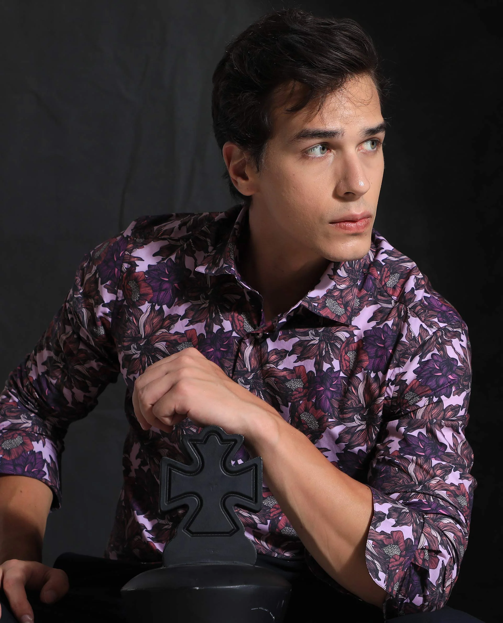 Rare Rabbit Men's Ezee Purple Cotton Floral Print Regular Fit Full Sleeve Collared Shirt - Image 3