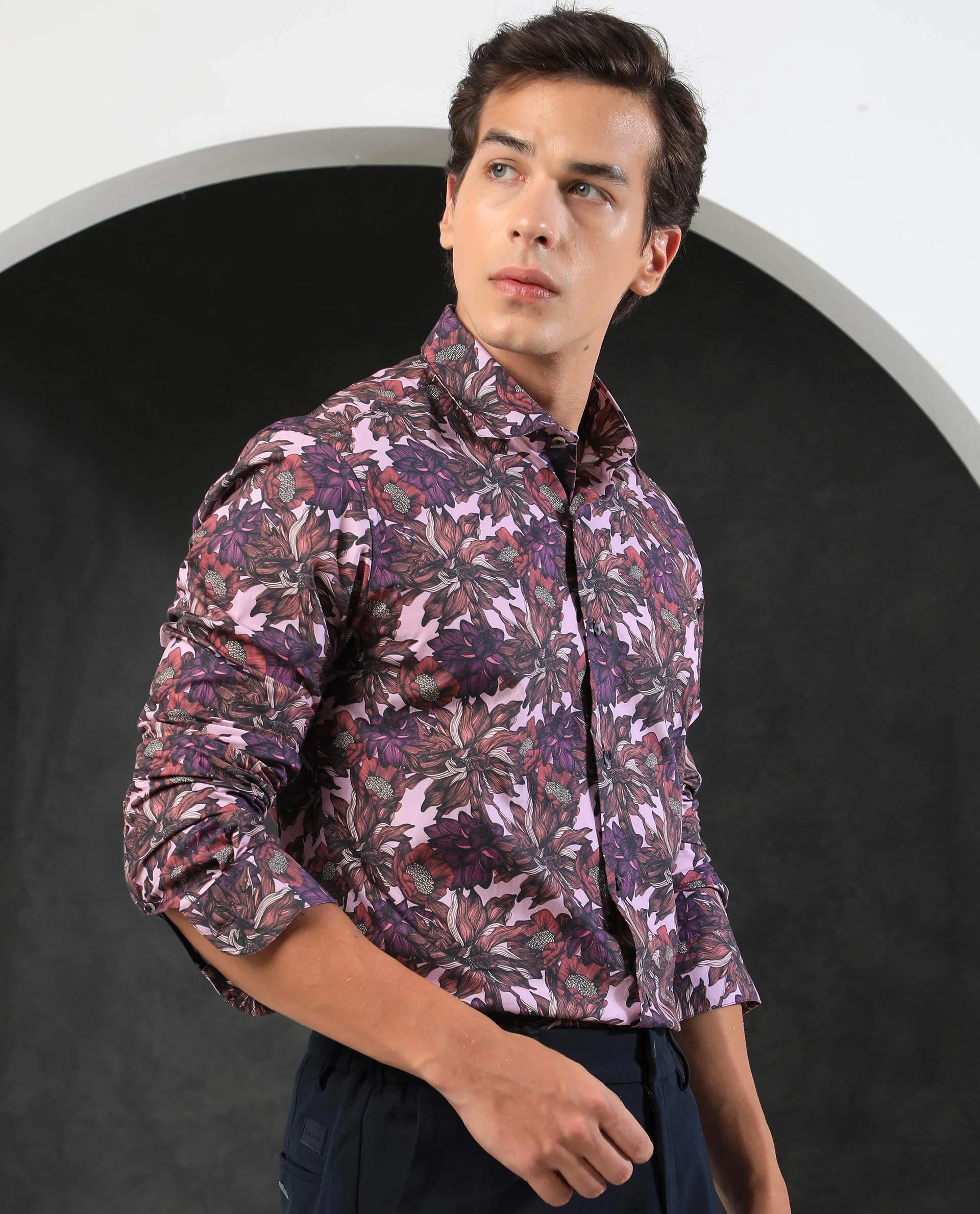 Rare Rabbit Men's Ezee Purple Cotton Floral Print Regular Fit Full Sleeve Collared Shirt - Image 7