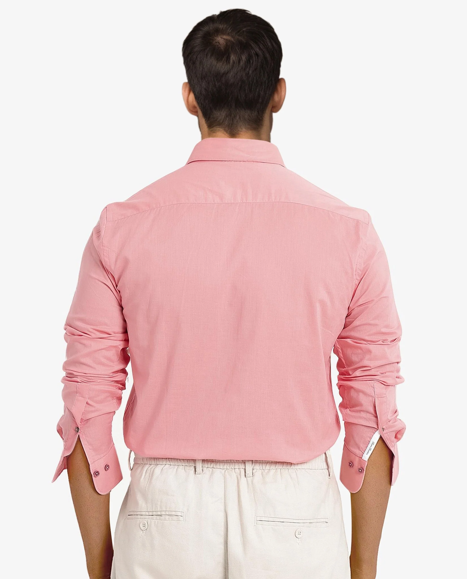 Rare Rabbit Men's Fullslee Coral Cotton Plain Tailored Fit Full Sleeve Collared Shirt - Image 5