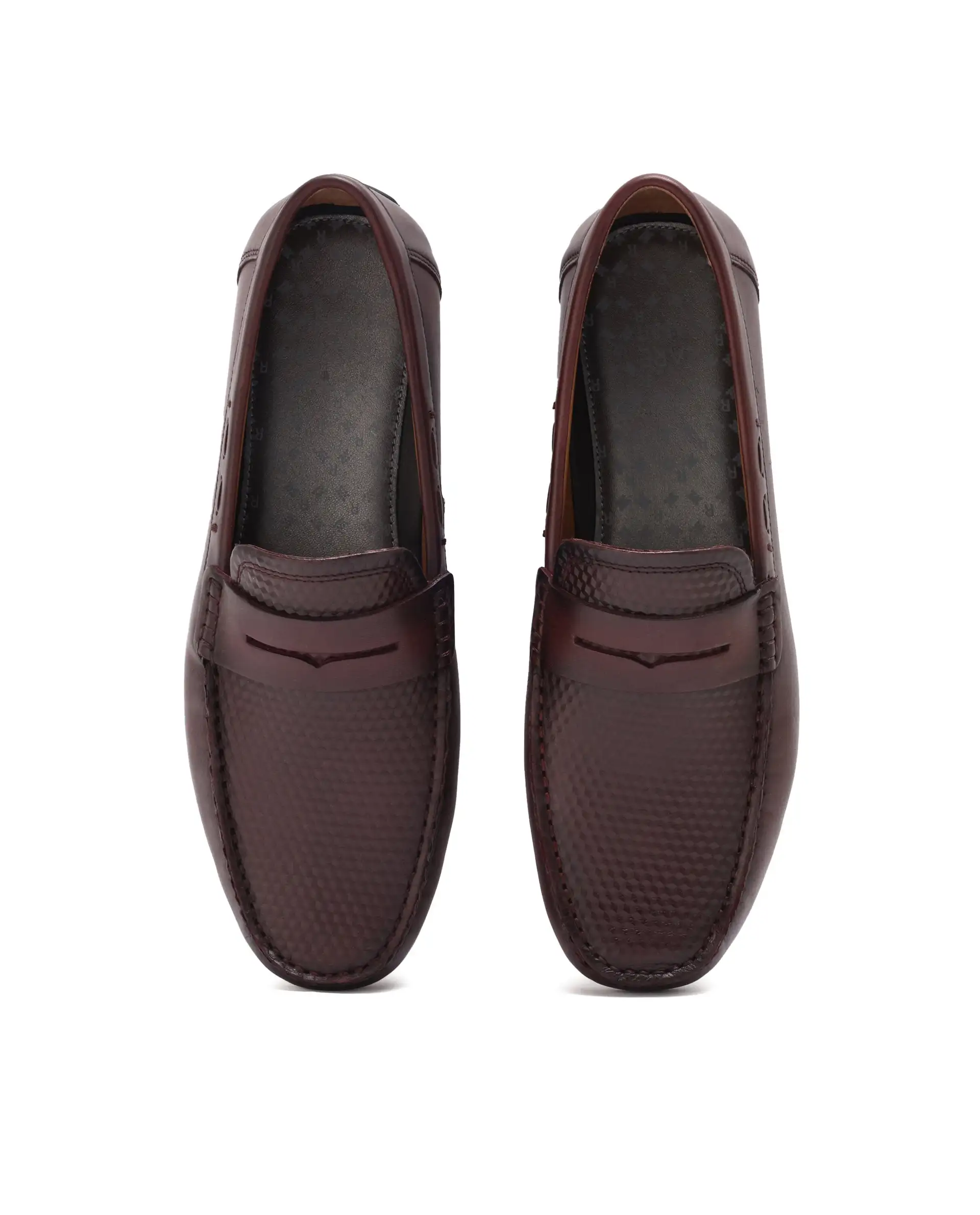 Rare Rabbit Men's Honey Burgundy Slip-On 3D Plated Genuine Leather Driver Moccasin - Image 4