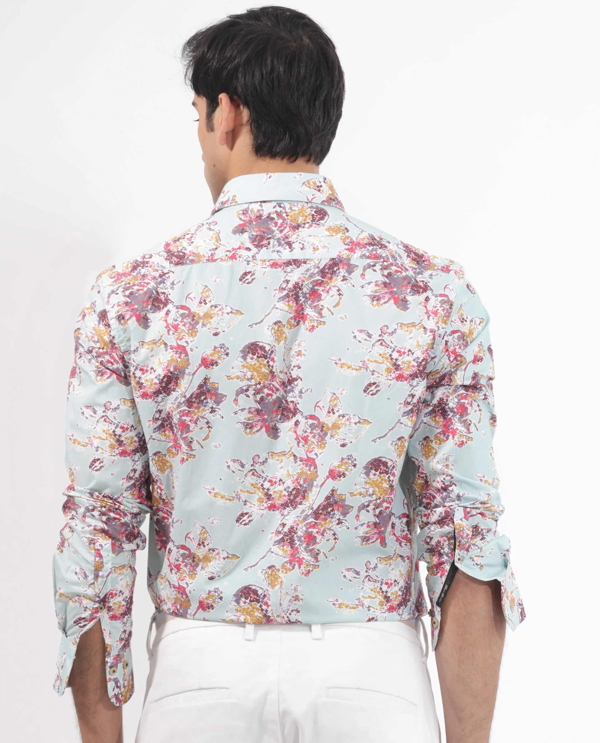 Rare Rabbit Men's Jaqenn Turq Cotton Floral Print Tailored Fit Full Sleeve Collared Shirt - Image 9