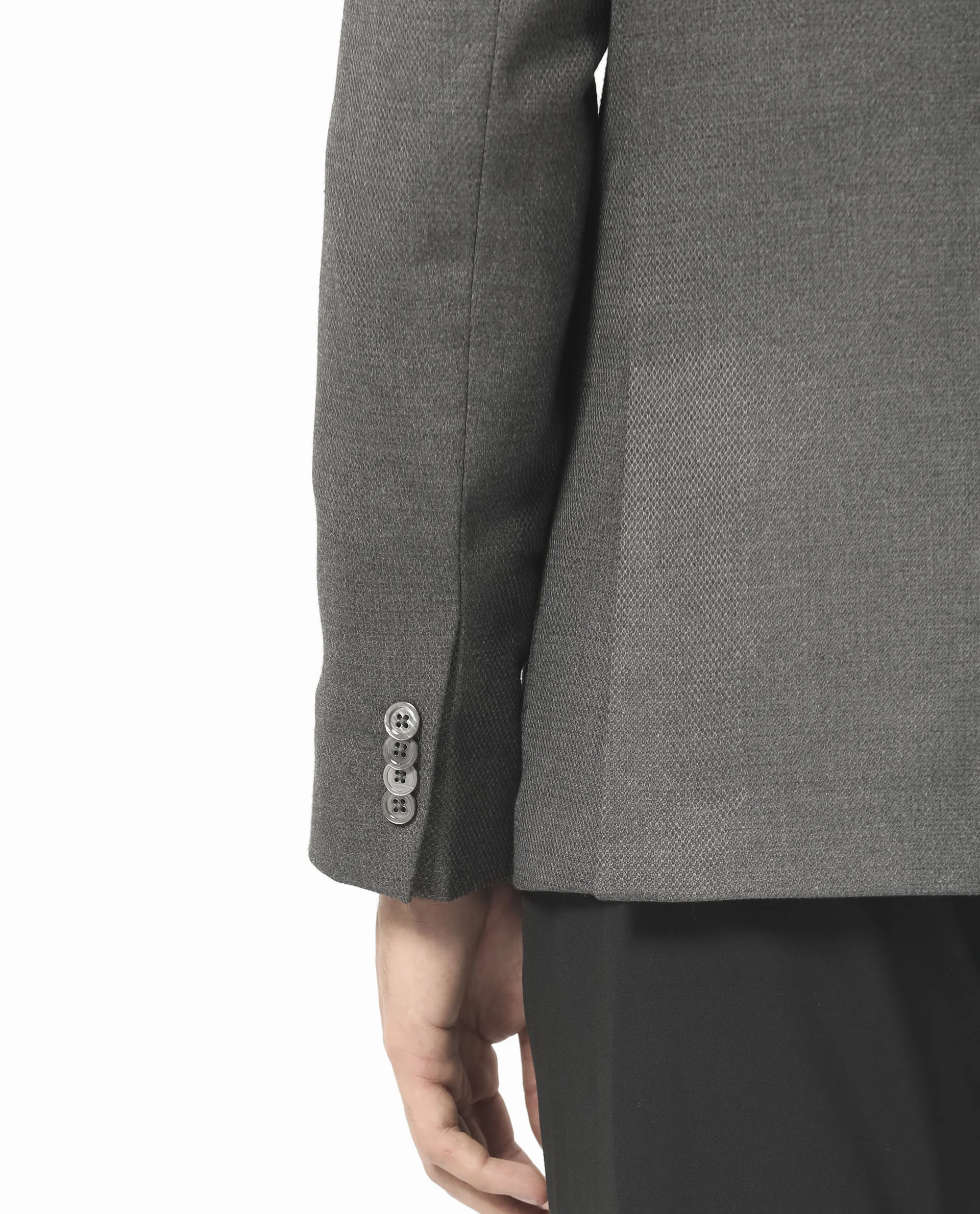 Rare Rabbit Men's Jardo Dark Grey Polyester Plain Tailored Fit Full Sleeve Lapel Neck Blazer - Image 3