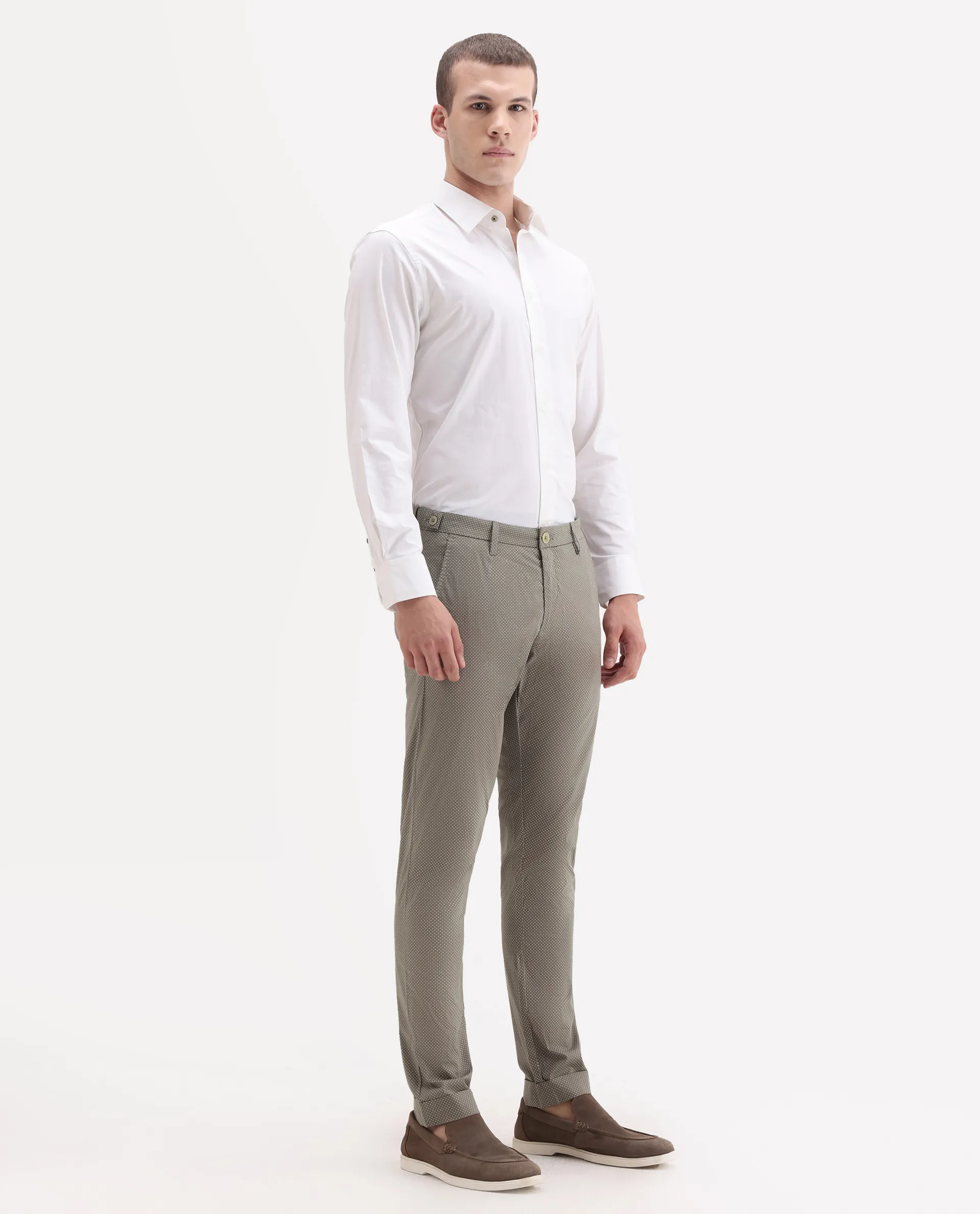 Rare Rabbit Men's Maxim Beige Cotton Polka Print Slim Fit Trouser - Image 6
