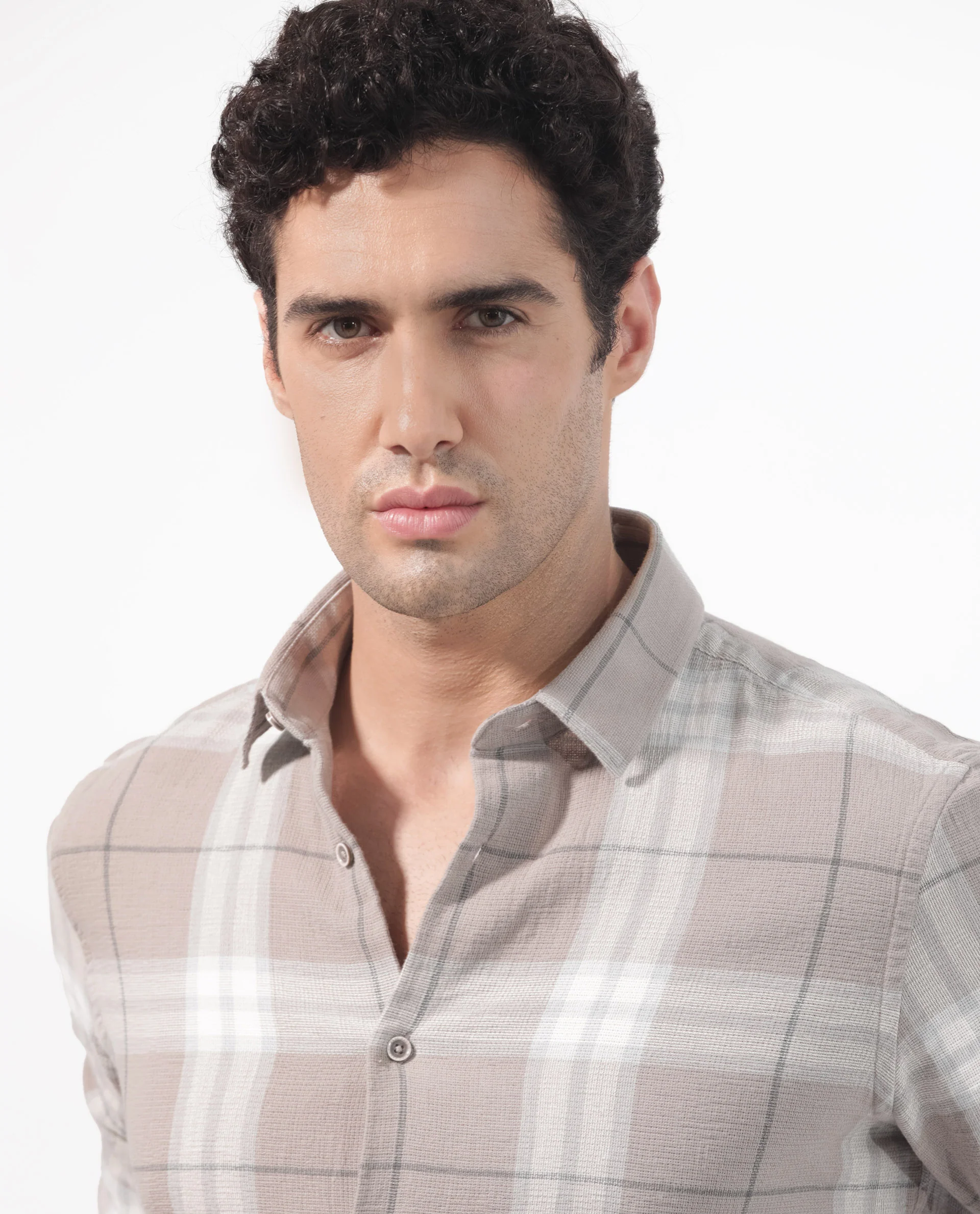 Rare Rabbit Men's Melfi Light Brown Cotton Checked Print Regular Fit Full Sleeve Collared Shirt - Image 6