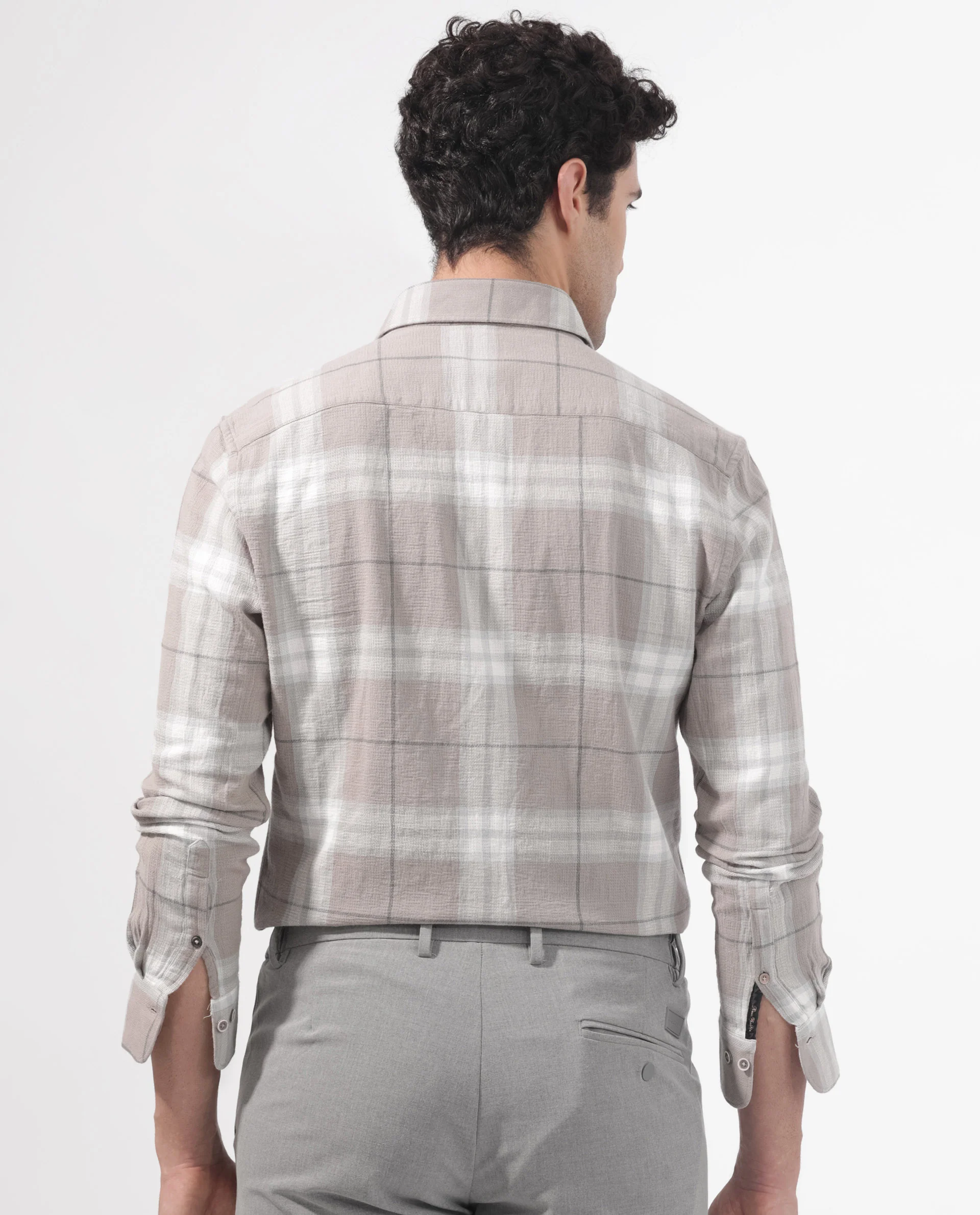 Rare Rabbit Men's Melfi Light Brown Cotton Checked Print Regular Fit Full Sleeve Collared Shirt - Image 9