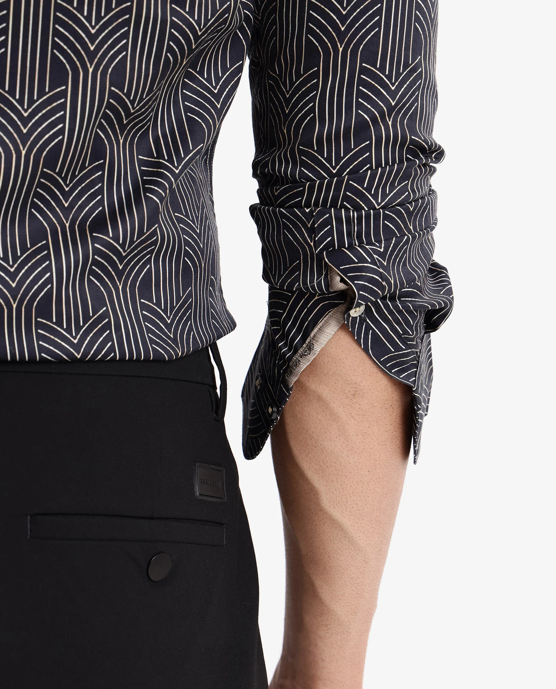 Rare Rabbit Men's Millen Black Cotton Geometric Print Regular Fit Full Sleeve Collared Shirt - Image 5