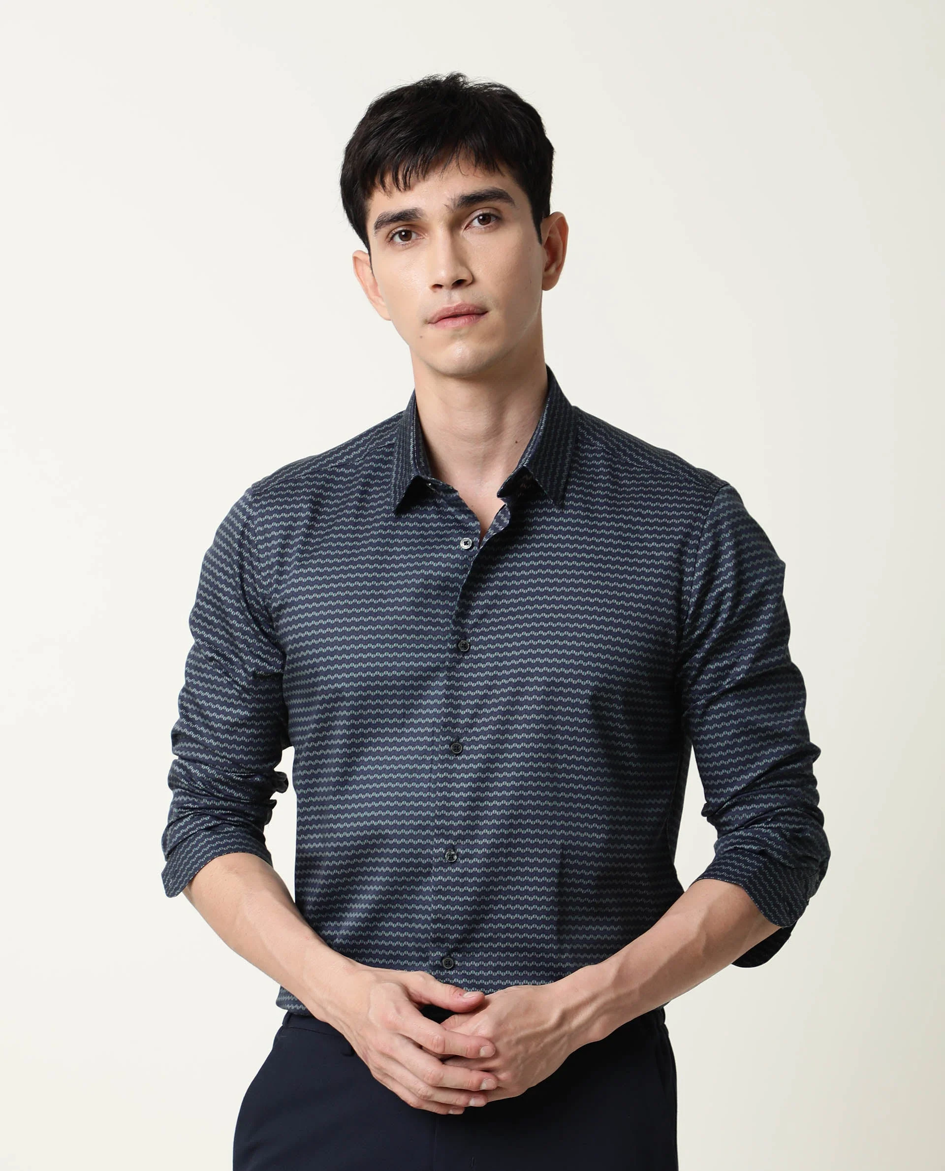 Rare Rabbit Men's Millyy Green Cotton Geometric Print Regular Fit Full Sleeve Collared Shirt - Image 4