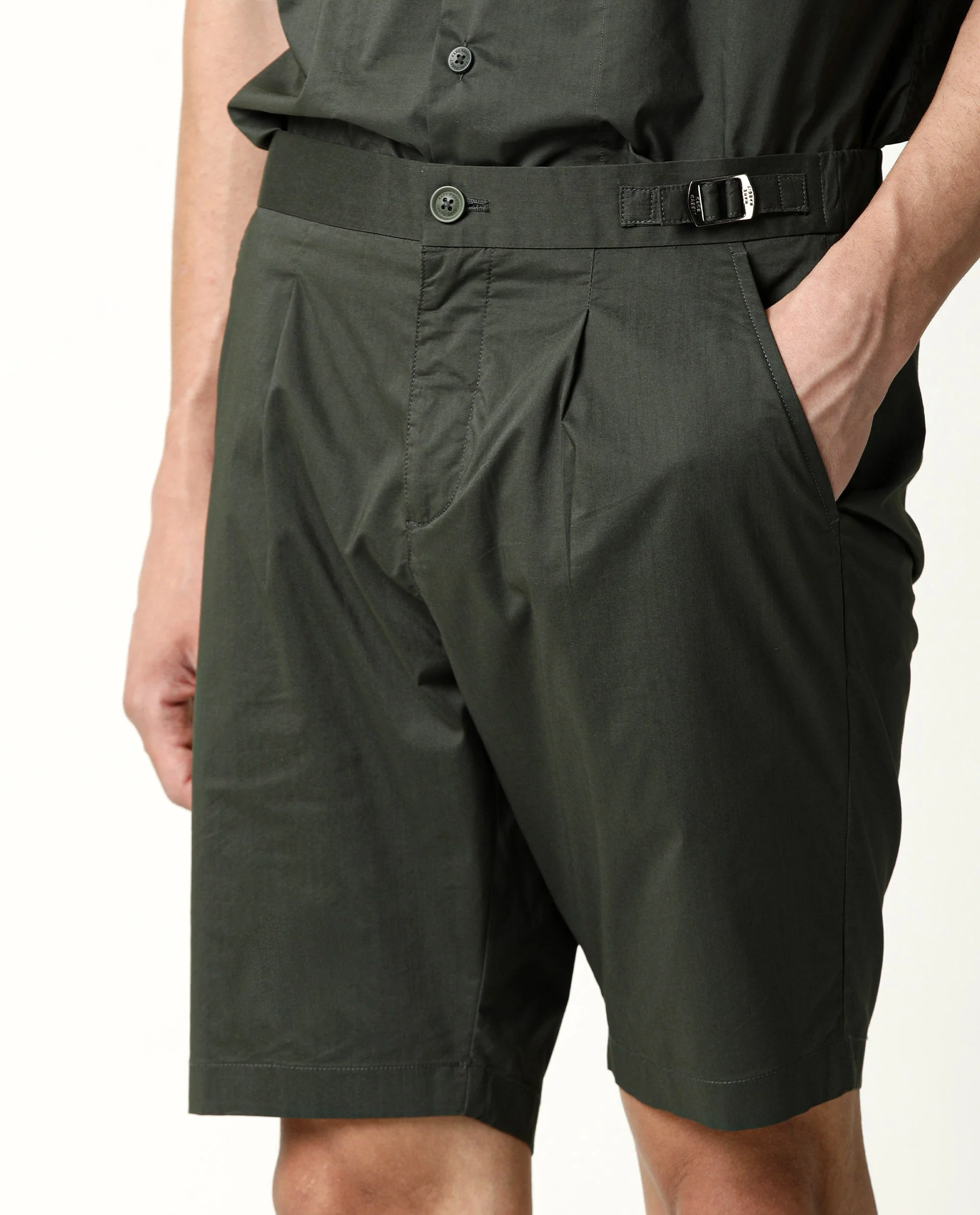 Rare Rabbit Men's Osaka Olive Cotton Plain Regular Fit Shorts - Image 5