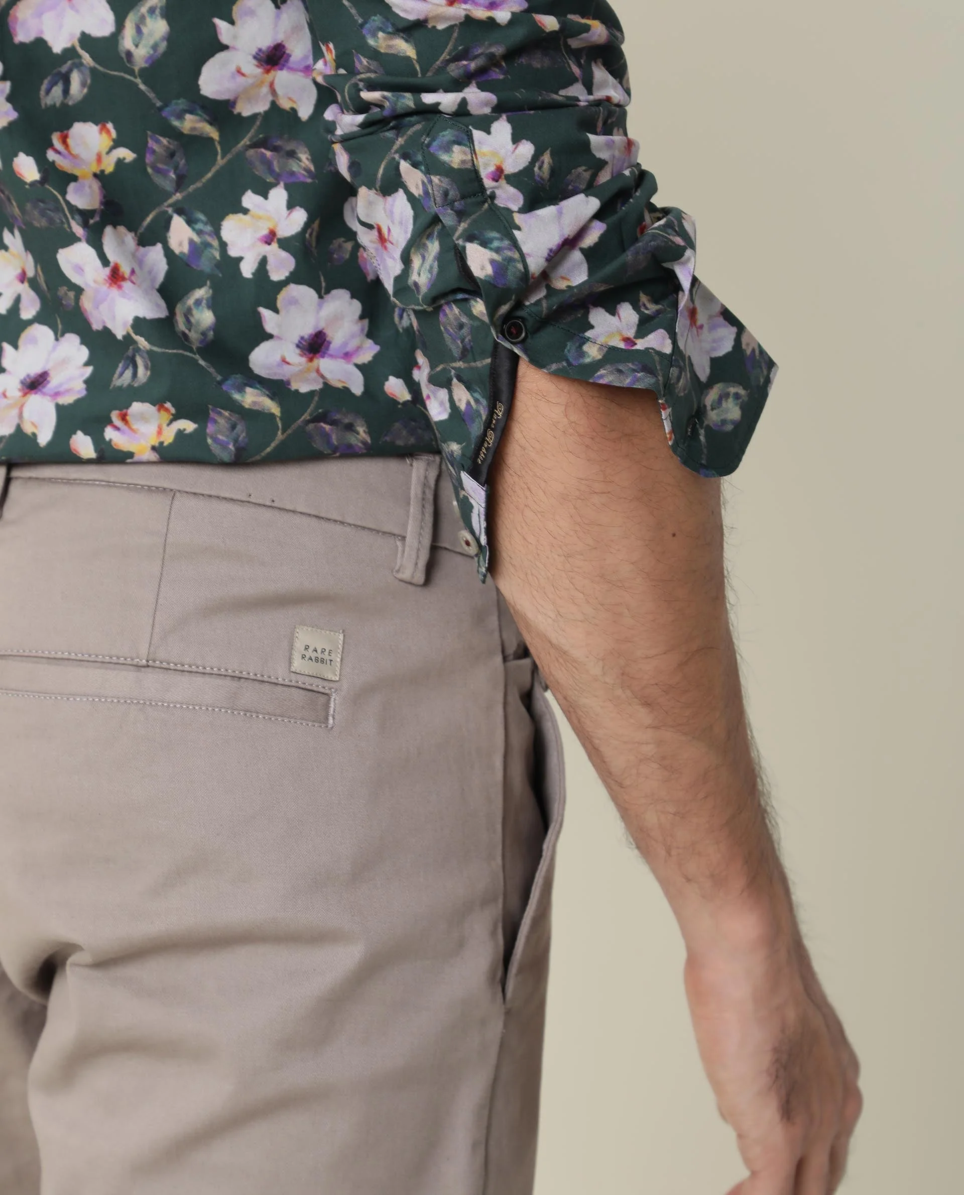 Rare Rabbit Men's Paintt Green Cotton Floral Print Regular Fit Full Sleeve Collared Shirt - Image 4