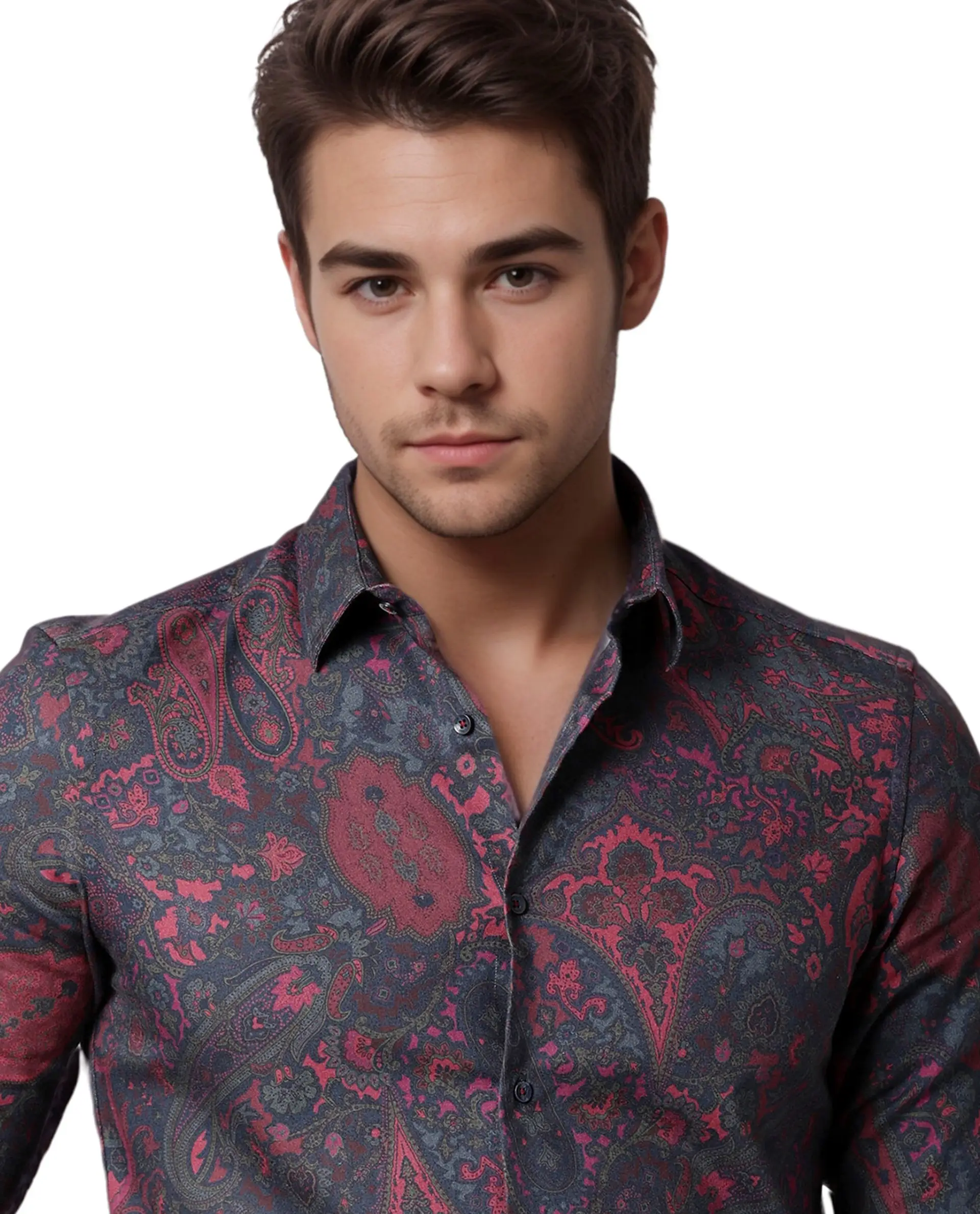 Rare Rabbit Men's Paizerr Pink Cotton Paisley Print Tailored Fit Full Sleeve Collared Shirt - Image 5