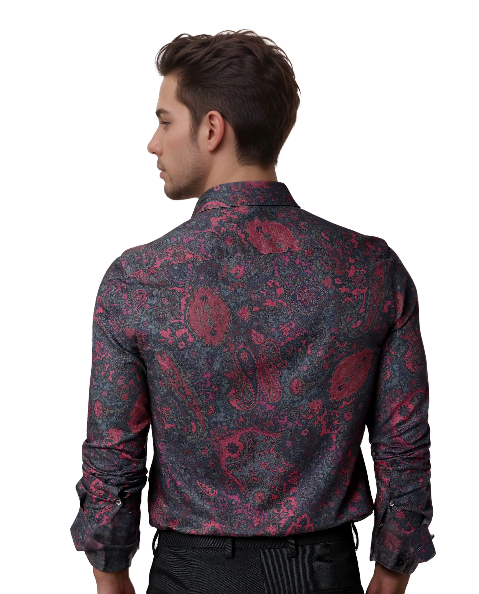 Rare Rabbit Men's Paizerr Pink Cotton Paisley Print Tailored Fit Full Sleeve Collared Shirt - Image 6