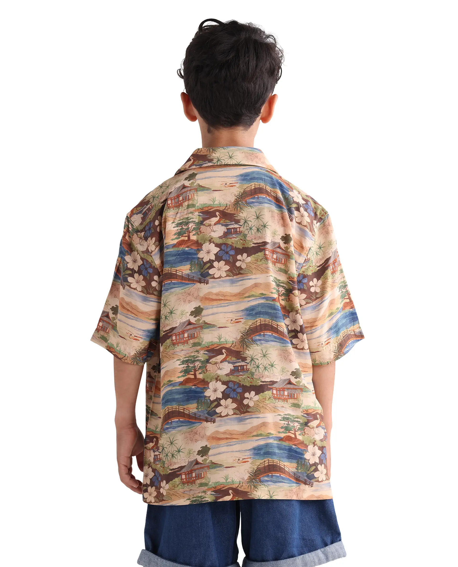 Rare Ones Kids Adon Brown Viscose Button Closure Regular Fit Shirt - Image 7