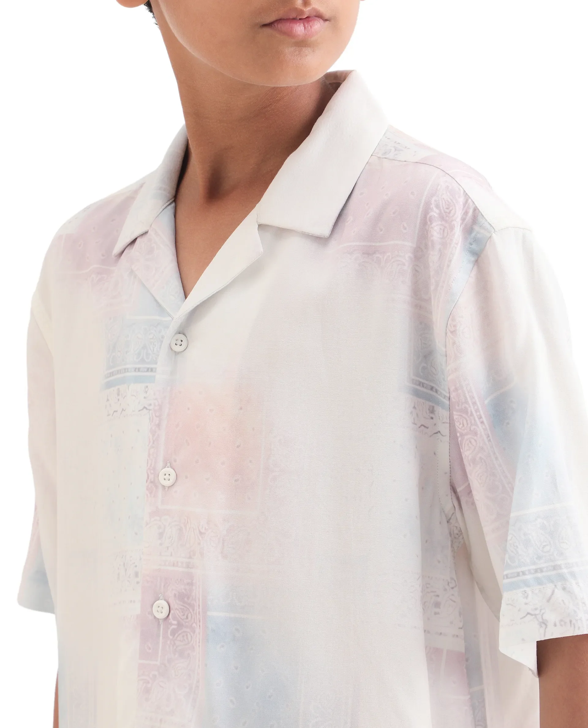 Rare Ones Kids Adrin-S Off White Viscose Button Closure Boxy Fit Shirt - Image 4