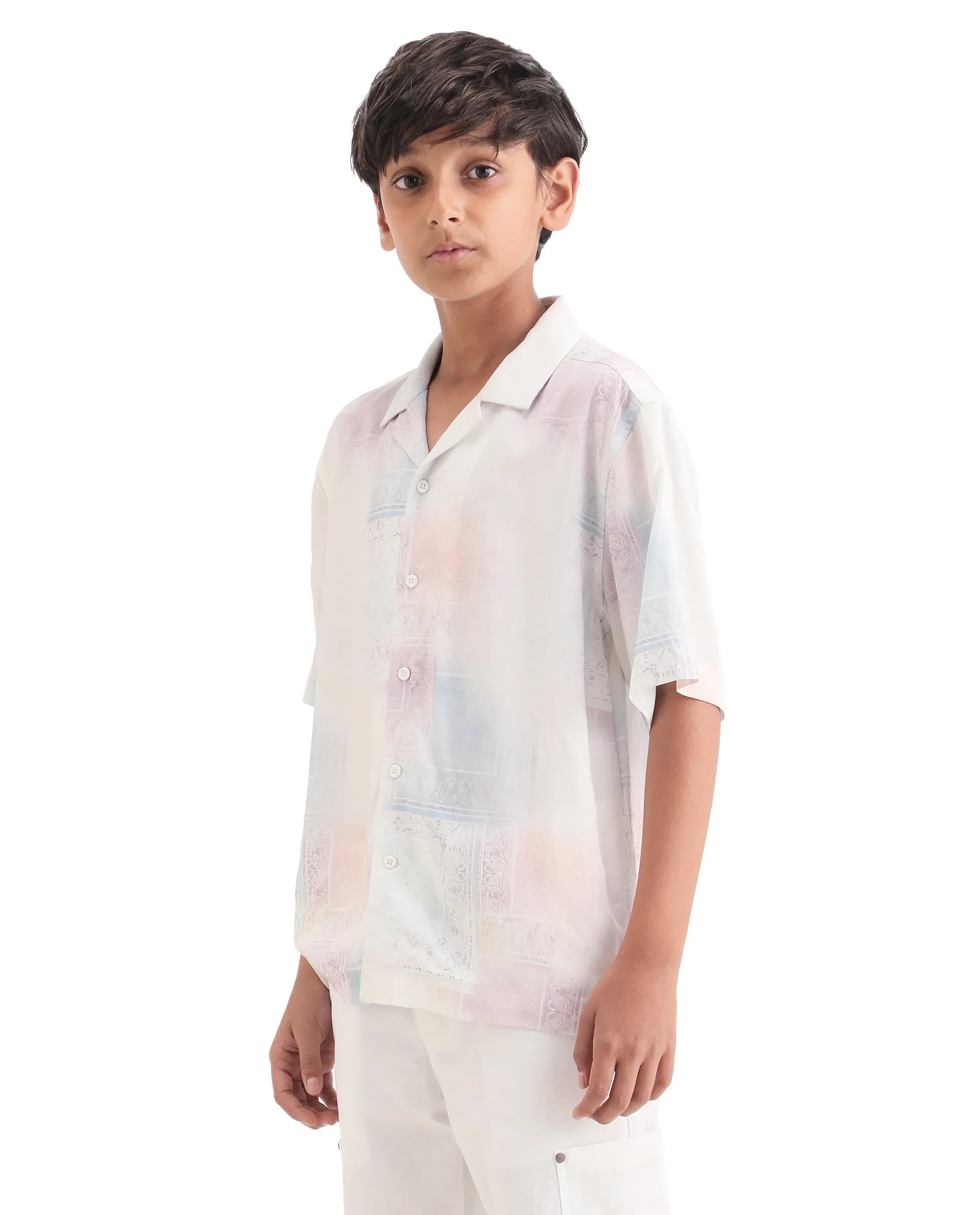 Rare Ones Kids Adrin-S Off White Viscose Button Closure Boxy Fit Shirt - Image 5