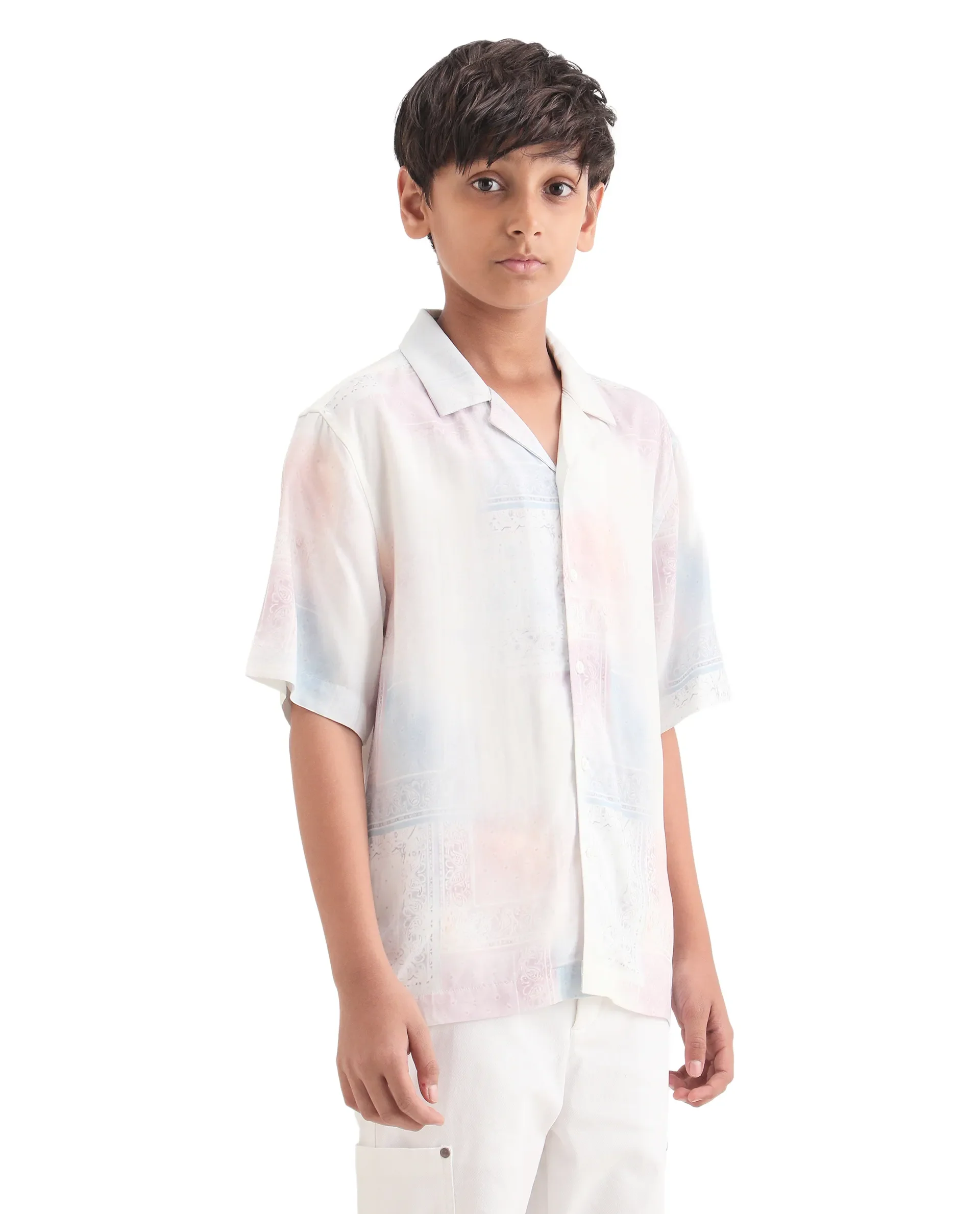 Rare Ones Kids Adrin-S Off White Viscose Button Closure Boxy Fit Shirt - Image 6