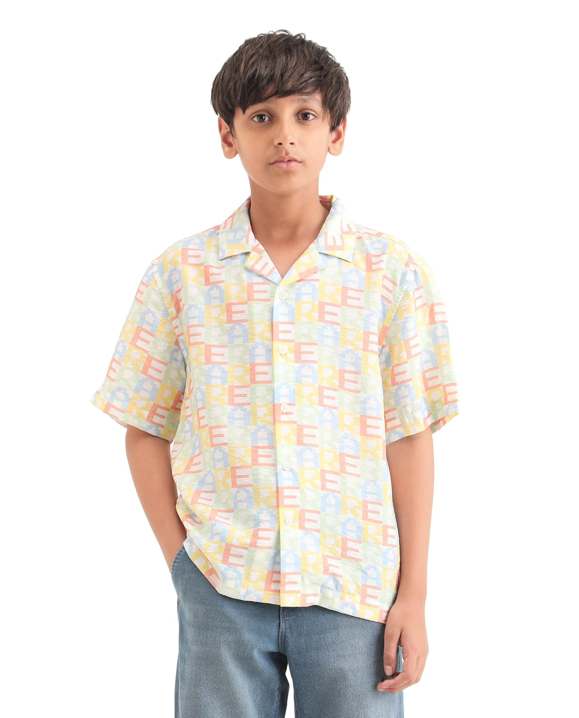Rare Ones Kids Bryn Multi Viscose Blend All Over Print Button Closure Boxy Fit Shirt - Image 4