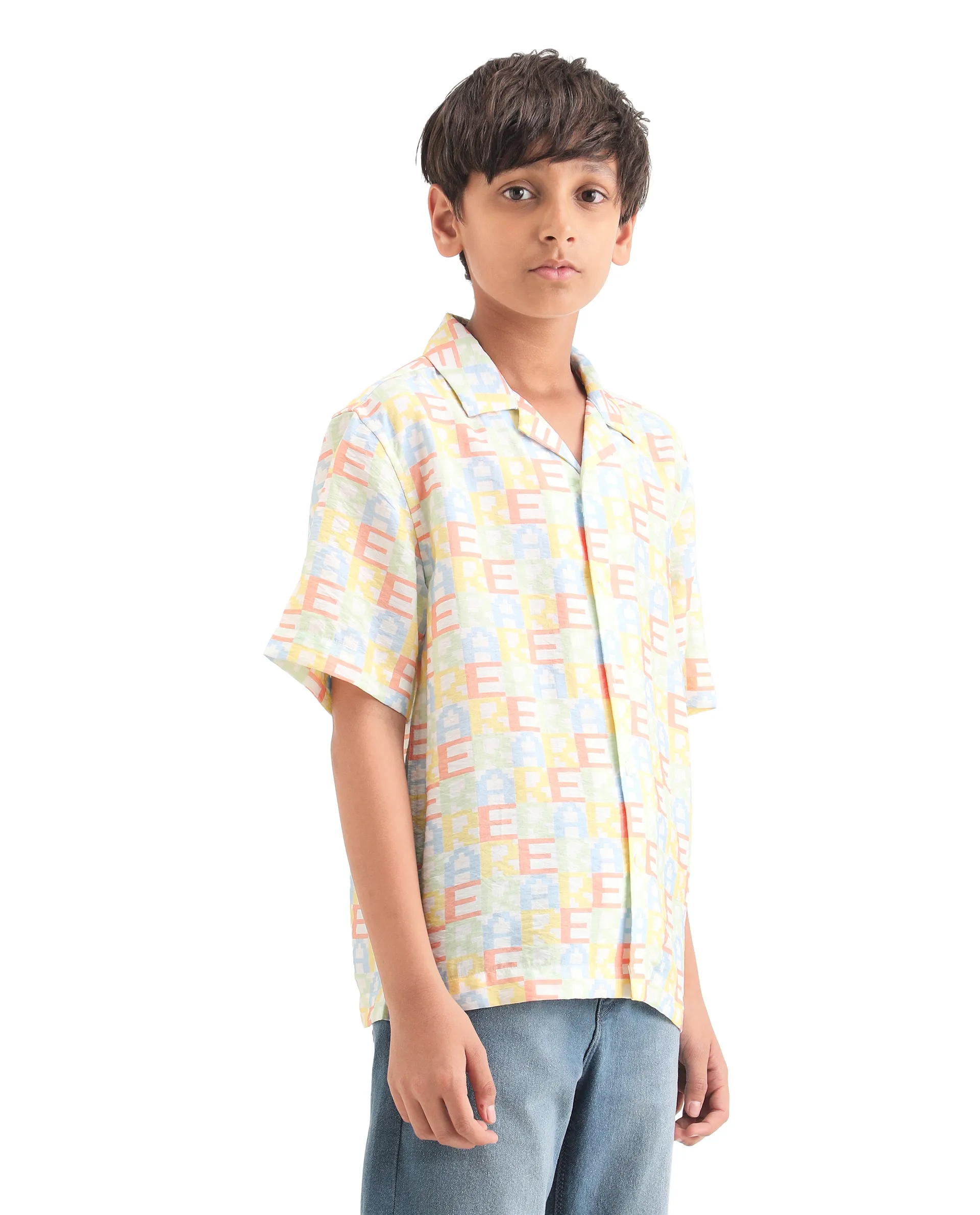 Rare Ones Kids Bryn Multi Viscose Blend All Over Print Button Closure Boxy Fit Shirt - Image 6