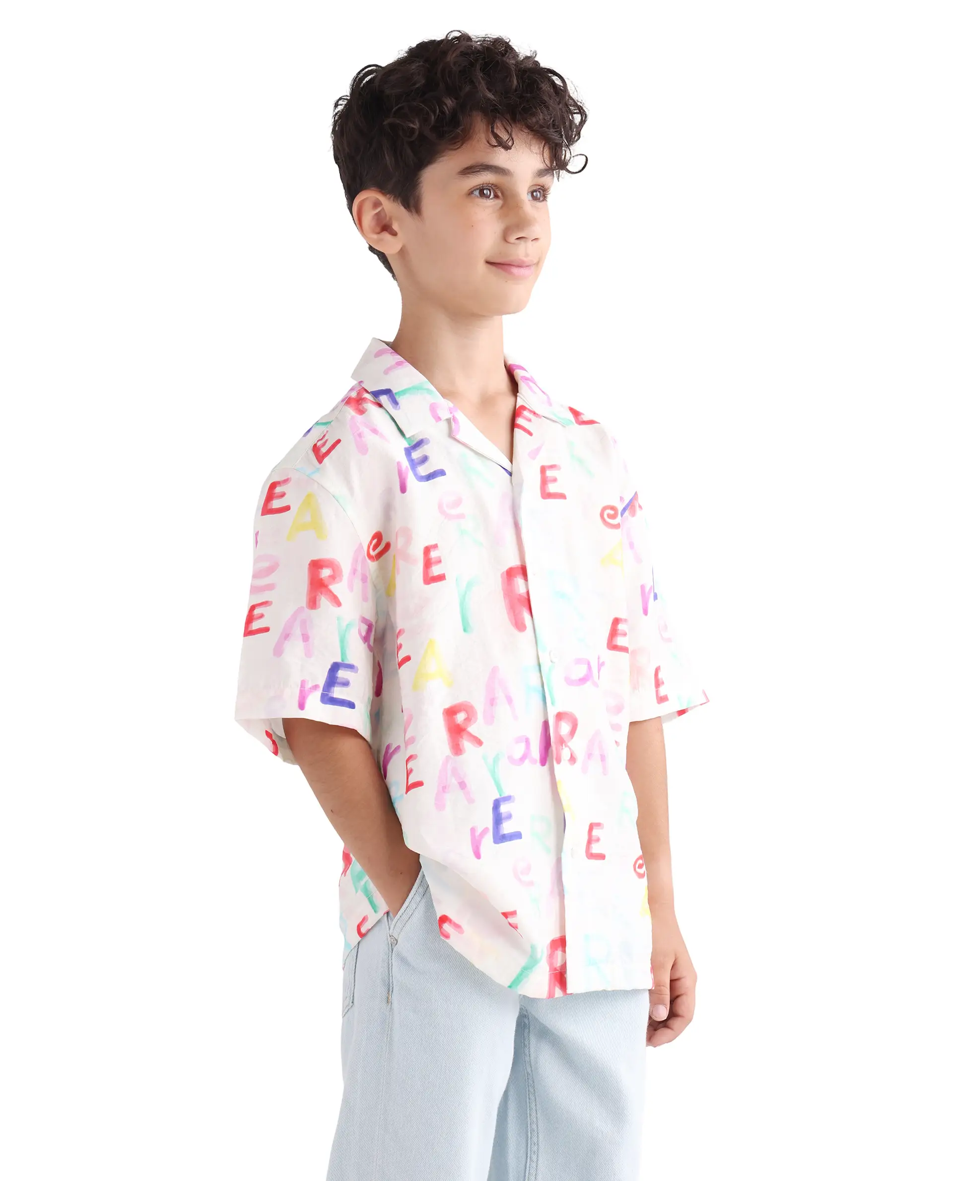 Rare Ones Kids Cron-S Multi Viscose Blend Button Closure All Over Print Boxy Fit Shirt - Image 5