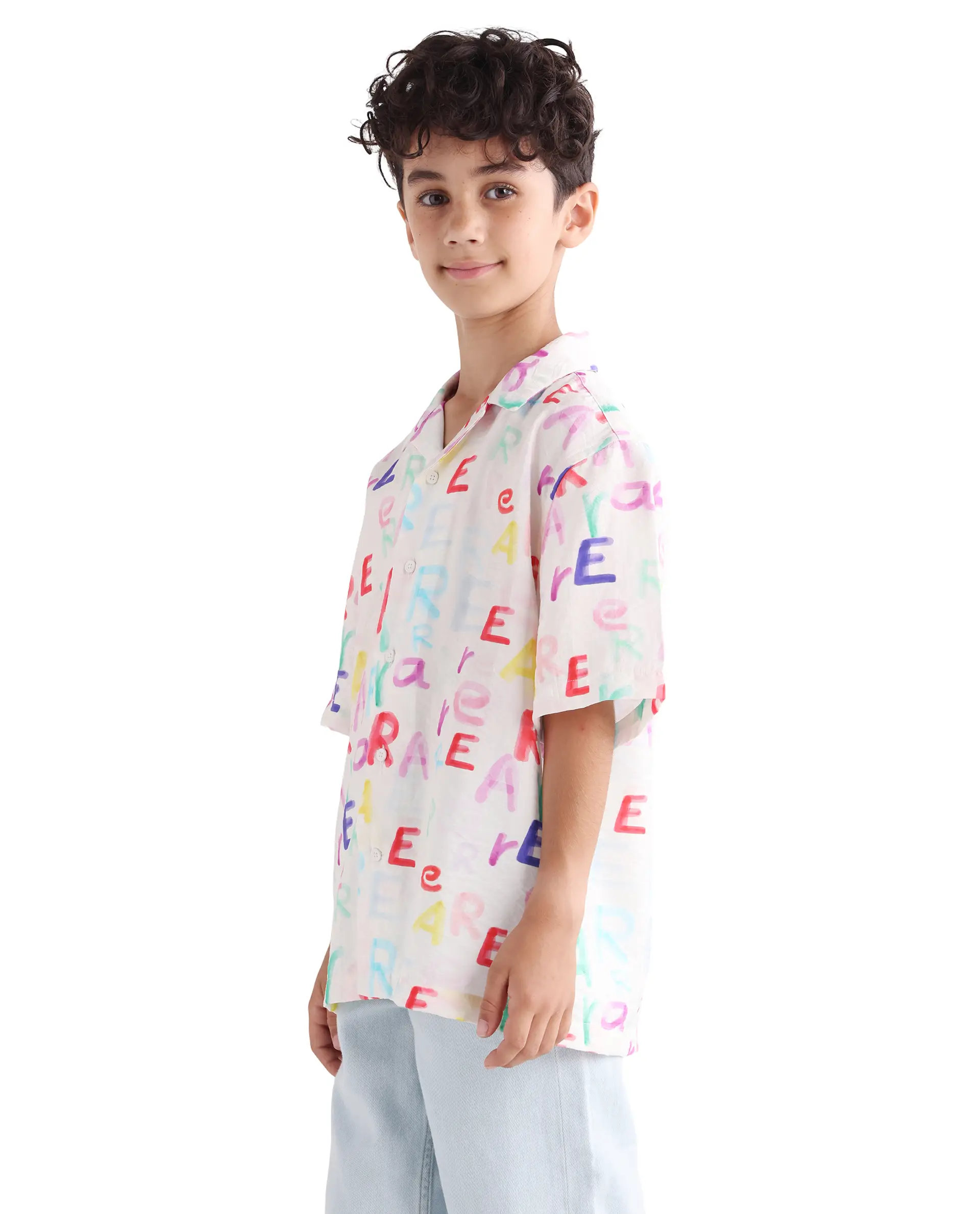 Rare Ones Kids Cron-S Multi Viscose Blend Button Closure All Over Print Boxy Fit Shirt - Image 6