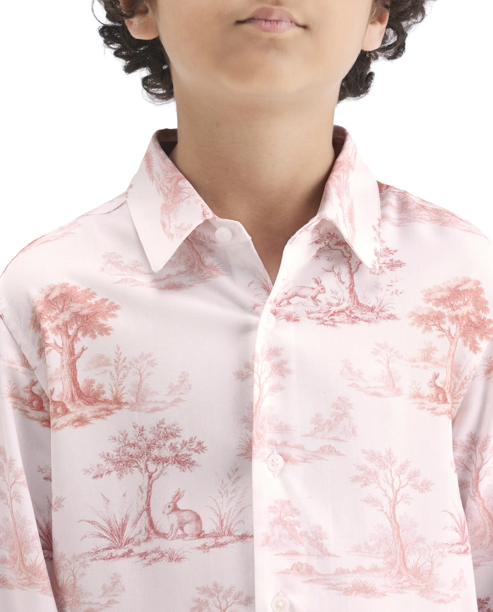 Rare Ones Kids Toile-S Rust Viscose Button Closure Regular Fit Shirt - Image 3