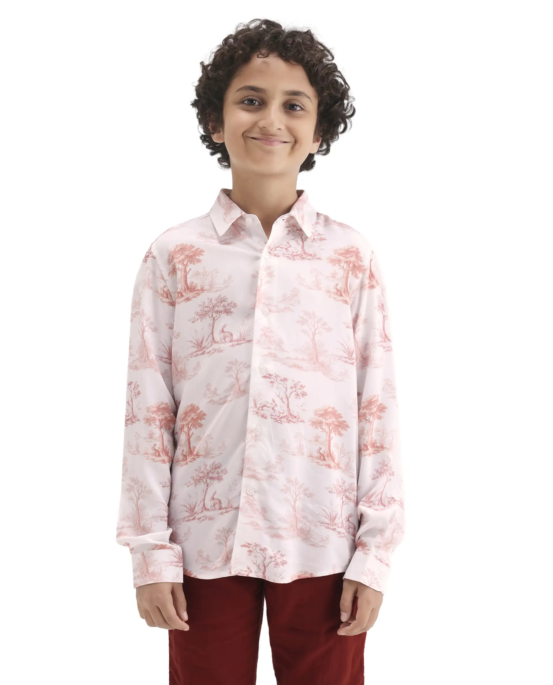 Rare Ones Kids Toile-S Rust Viscose Button Closure Regular Fit Shirt - Image 4