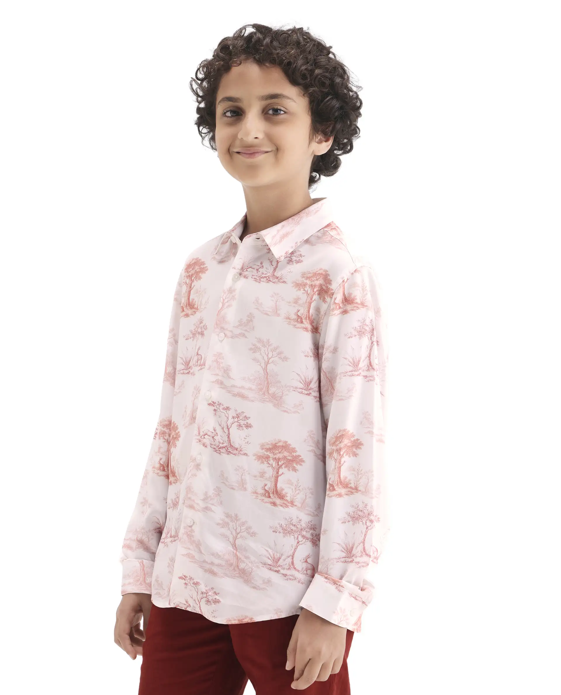 Rare Ones Kids Toile-S Rust Viscose Button Closure Regular Fit Shirt - Image 5