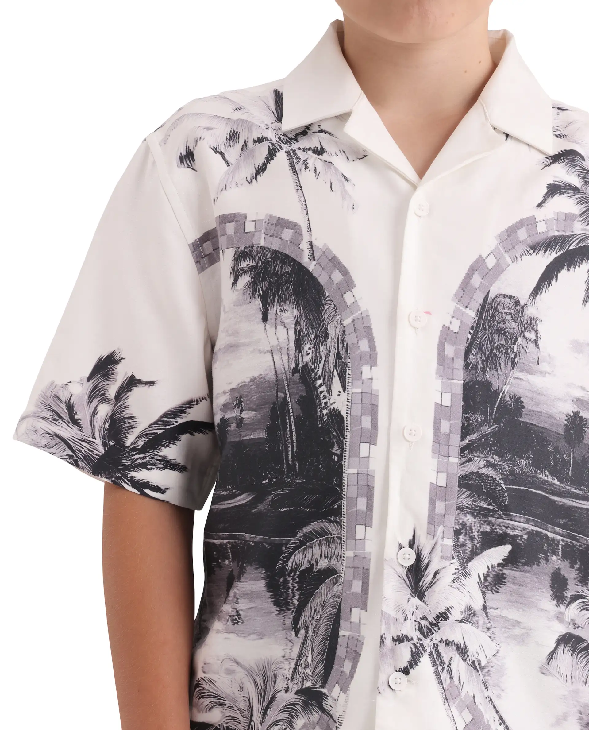 Rare Ones Kids Vacay White Cotton Blend Fabric Button Closure Boxy Fit Shirt - Image 4