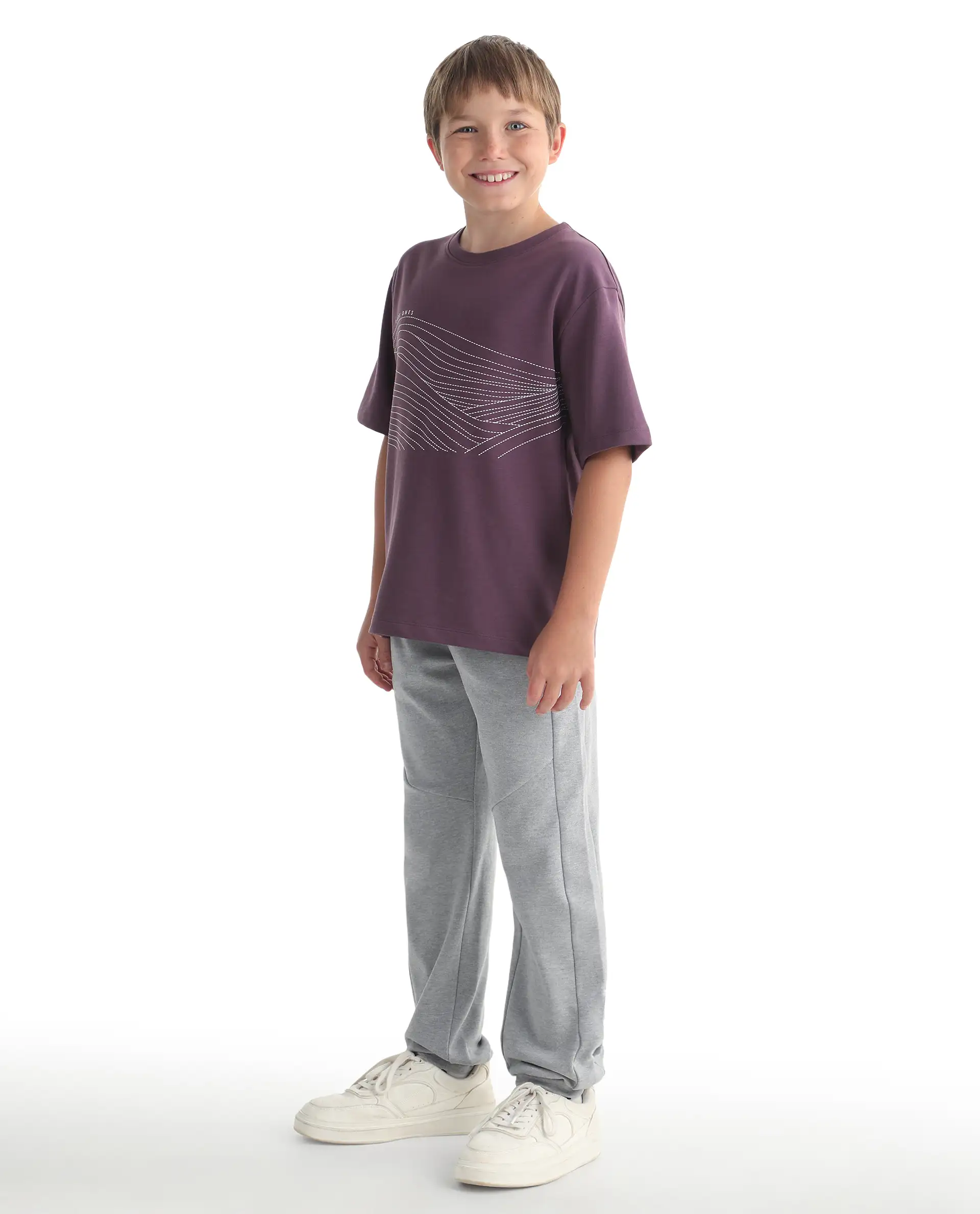 Rare Ones Kids Gwen Melange Grey Cotton Blend Fabric Drawstring Closure Cut & Sew Jogger Fit Track Pant - Image 6