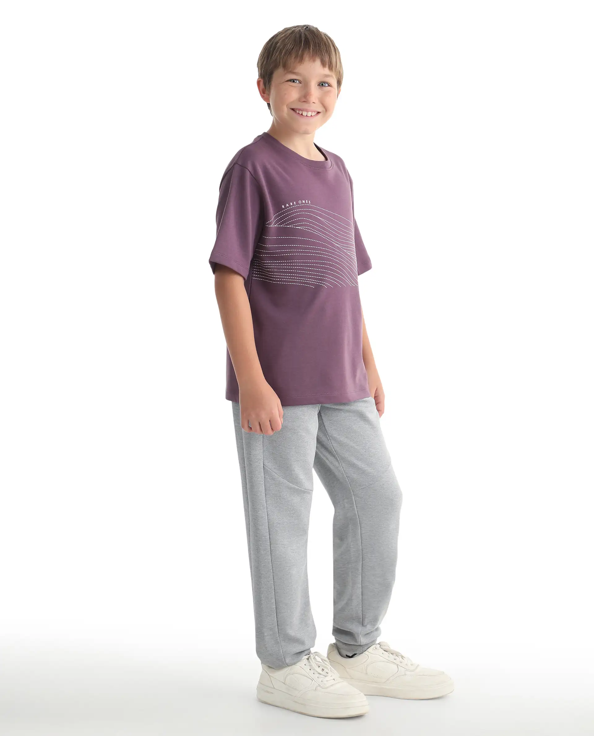 Rare Ones Kids Gwen Melange Grey Cotton Blend Fabric Drawstring Closure Cut & Sew Jogger Fit Track Pant - Image 7