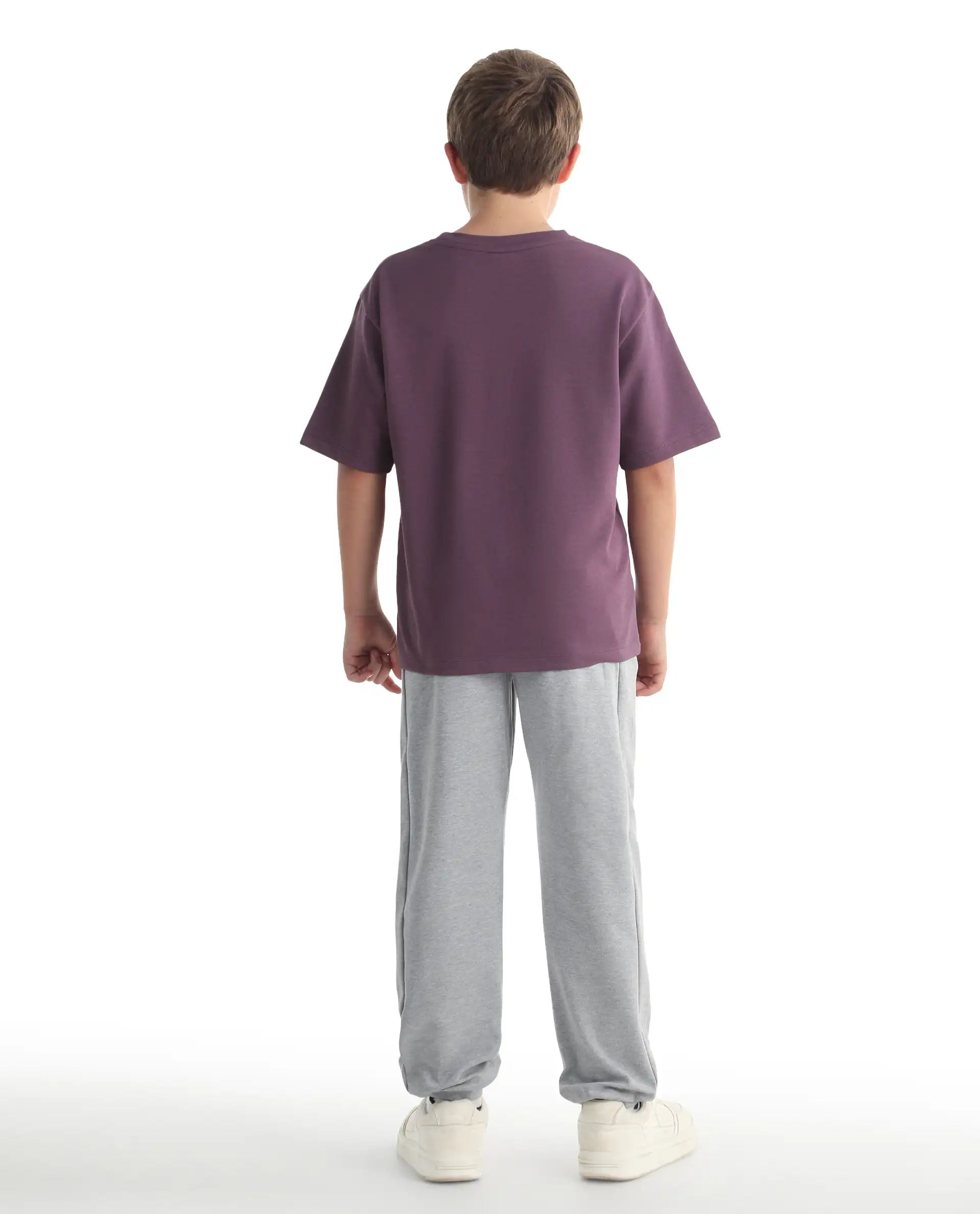 Rare Ones Kids Gwen Melange Grey Cotton Blend Fabric Drawstring Closure Cut & Sew Jogger Fit Track Pant - Image 8