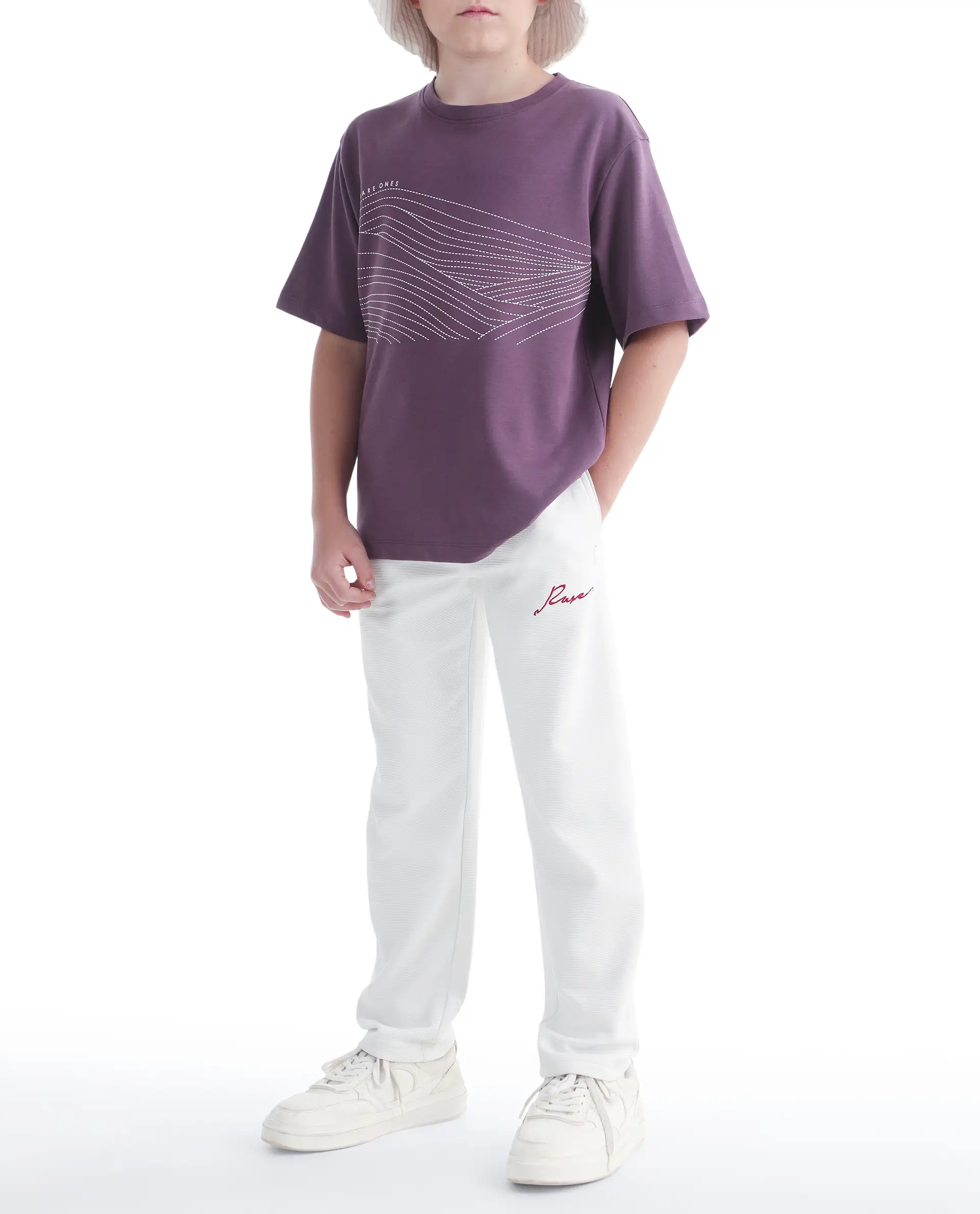 Rare Ones Kids Ned Off White Cotton Blend Fabric Drawstring Closure Hd Print Straight Fit Track Pant - Image 3