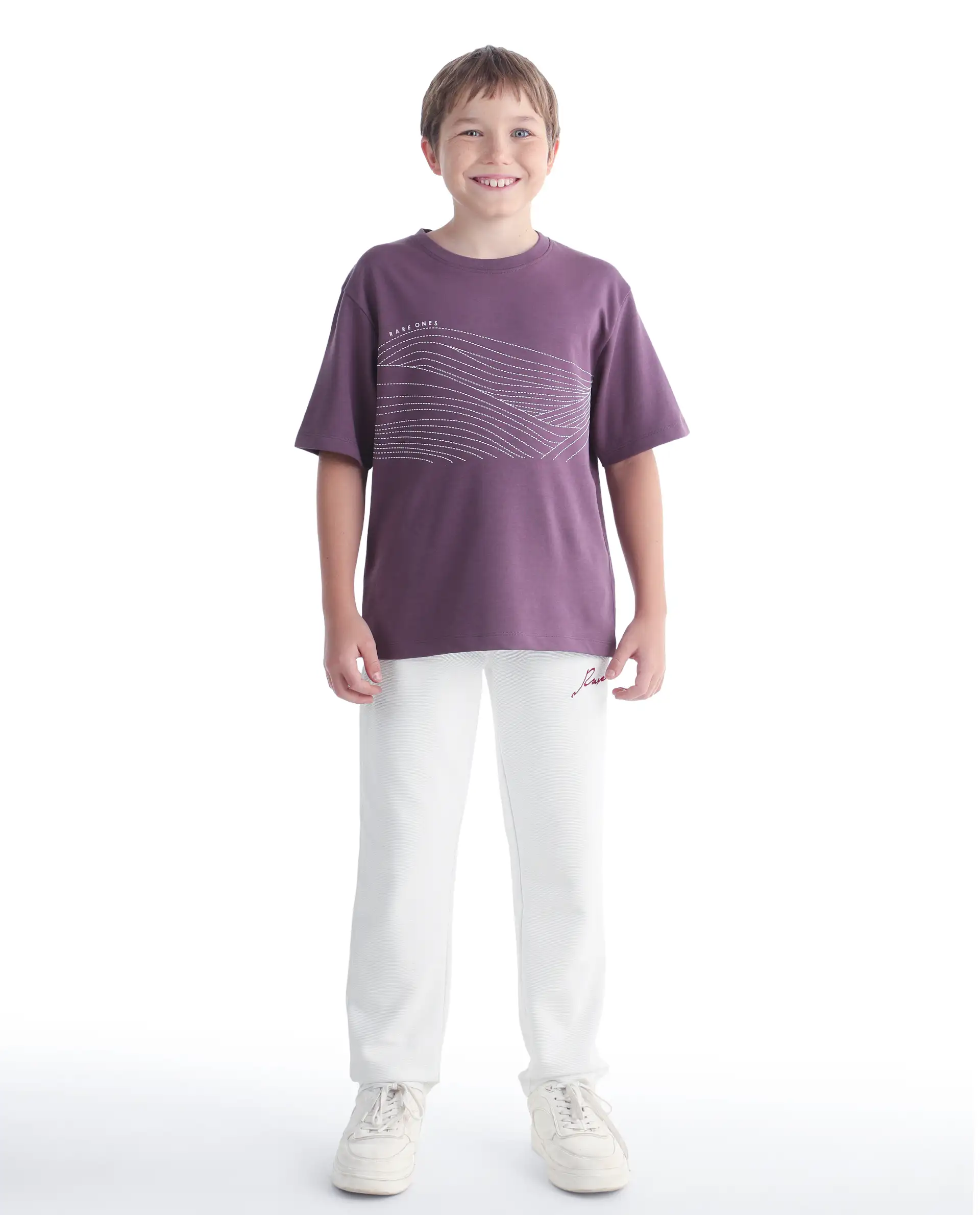 Rare Ones Kids Ned Off White Cotton Blend Fabric Drawstring Closure Hd Print Straight Fit Track Pant - Image 5