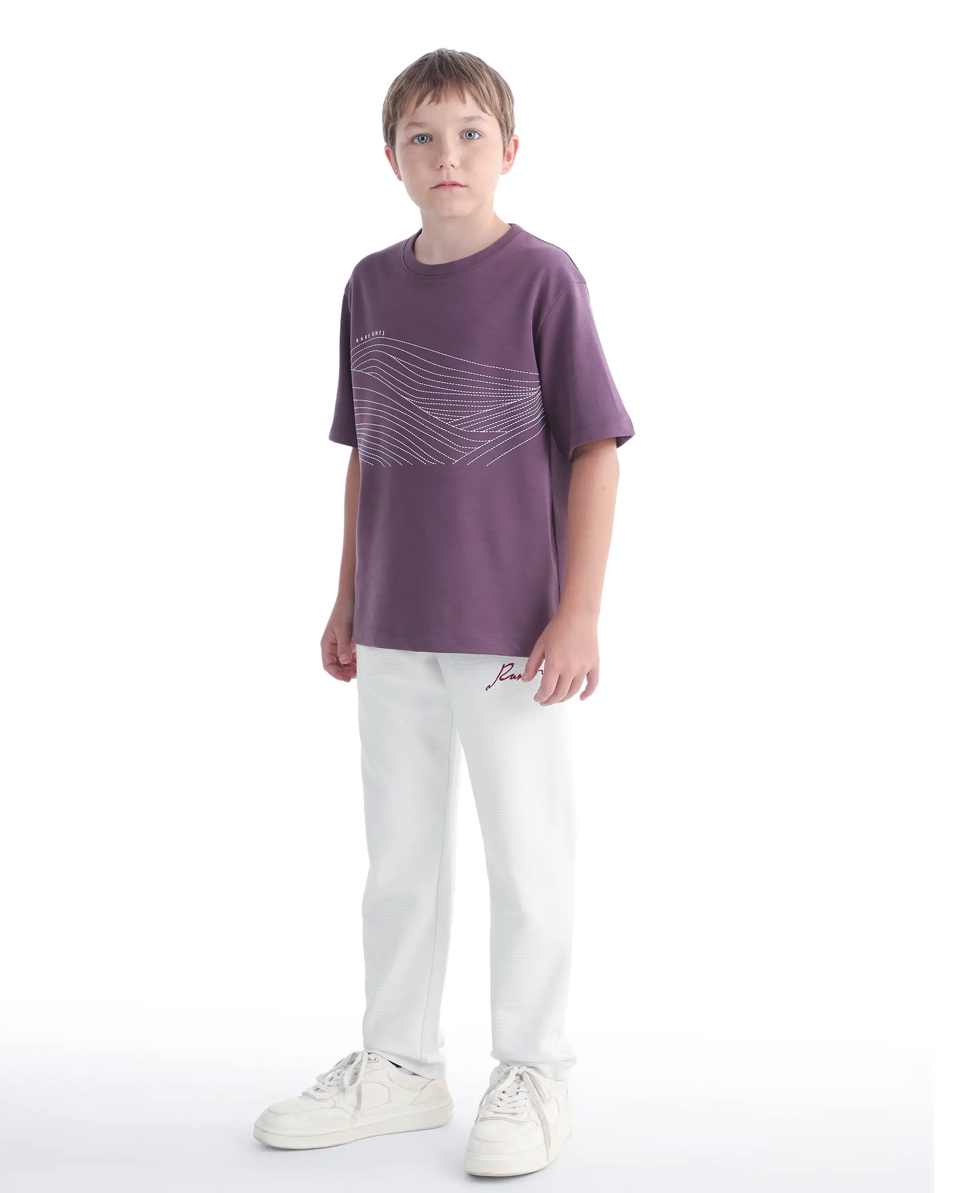 Rare Ones Kids Ned Off White Cotton Blend Fabric Drawstring Closure Hd Print Straight Fit Track Pant - Image 7