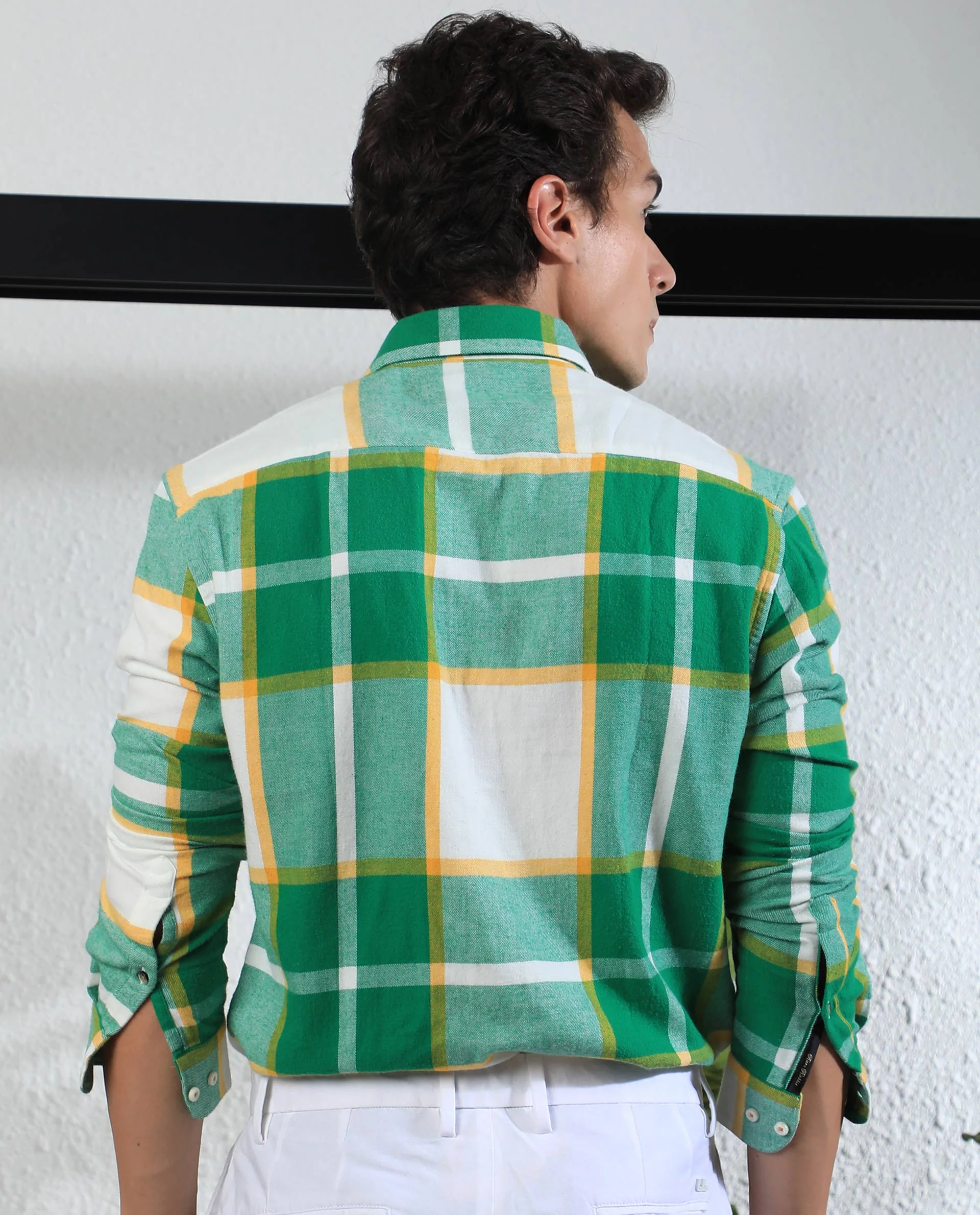 Rare Rabbit Men's Rayo Green Cotton Checked Print Regular Fit Full Sleeve Collared Shirt - Image 9